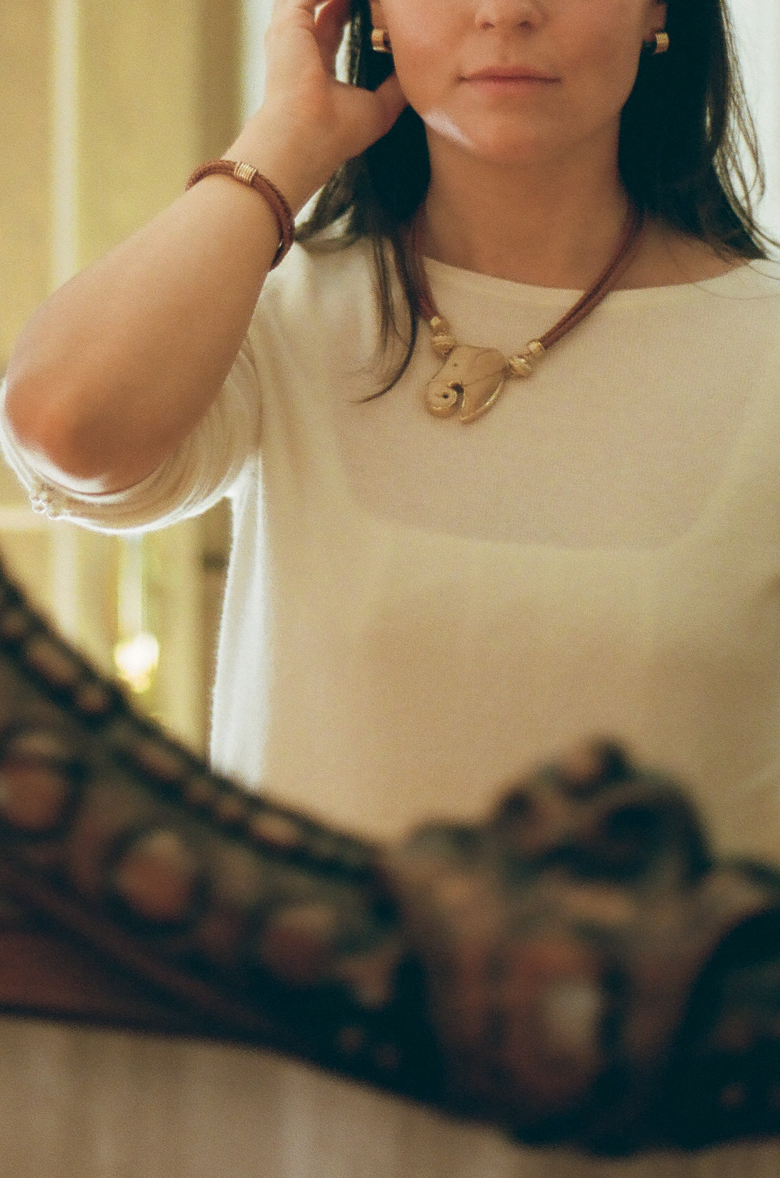 Wellington Braided Leather Saddle Brown Necklace