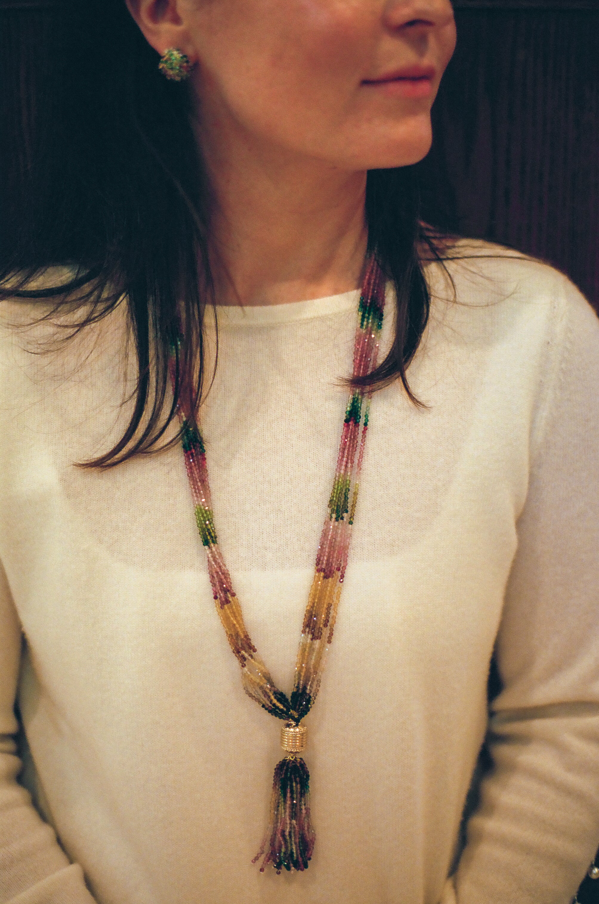 Michel Watermelon Tourmaline Tassel