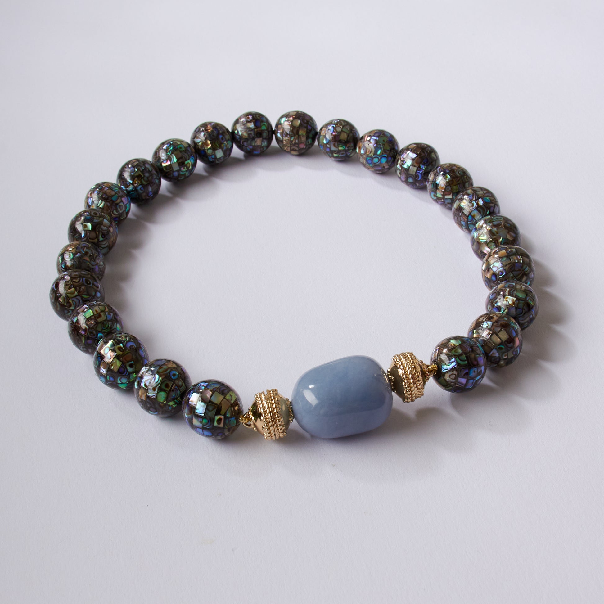 Victoire 18mm Grey Mother of Pearl Mosaic Necklace