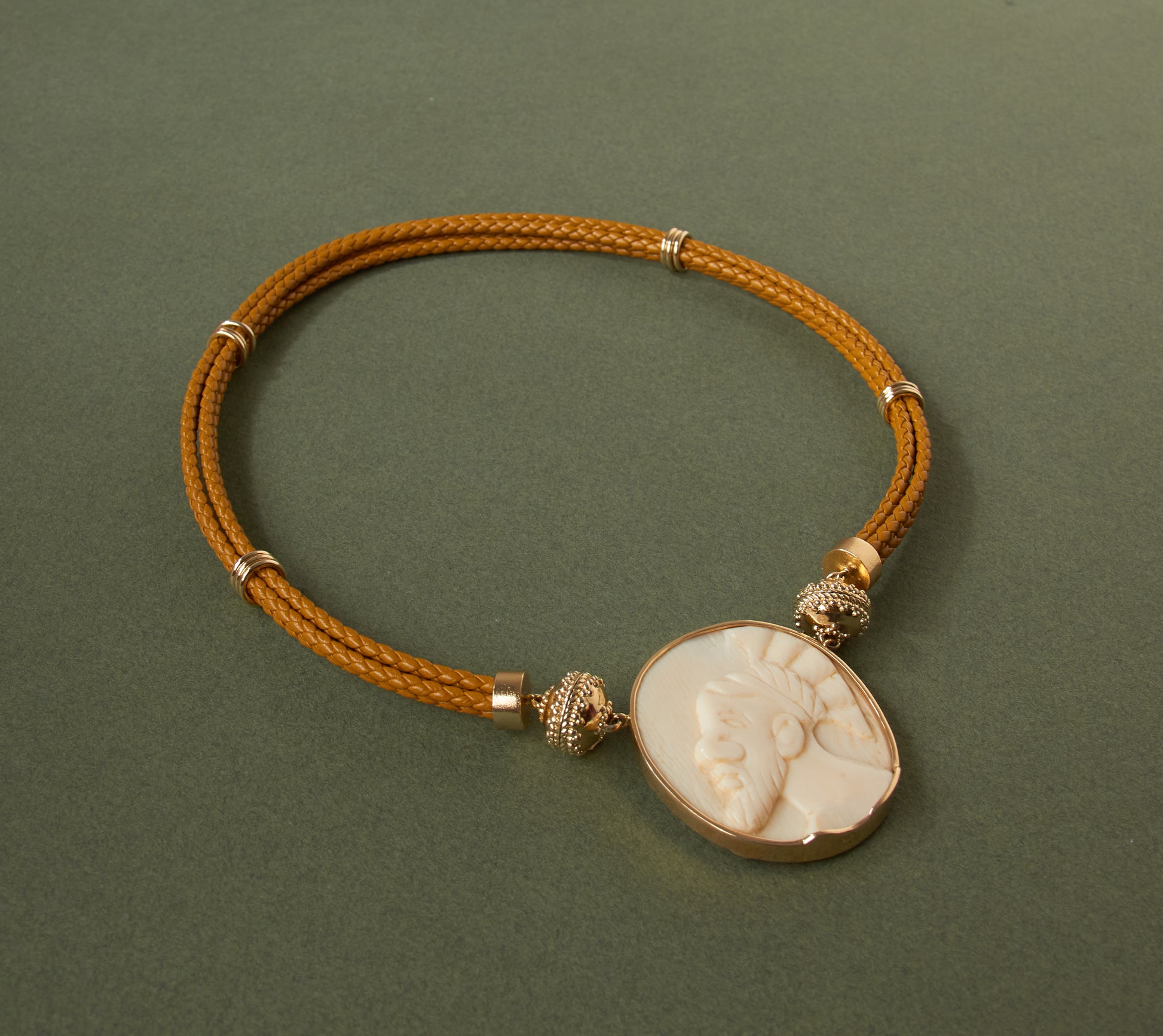 Carved Bone Cameo Centerpiece