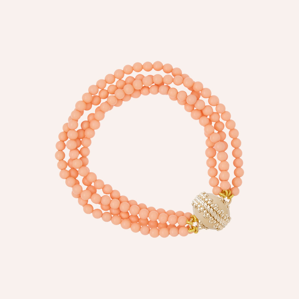Victoire Reconstituted Peach Coral 4mm Multi-Strand Bracelet