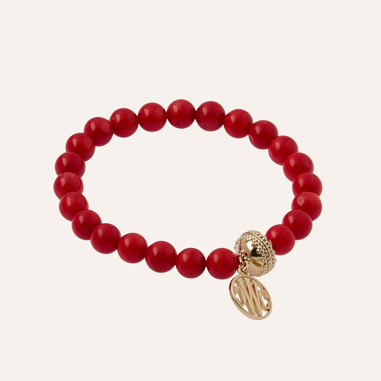 Victoire Dyed Red Coral 8mm Stretch Bracelet