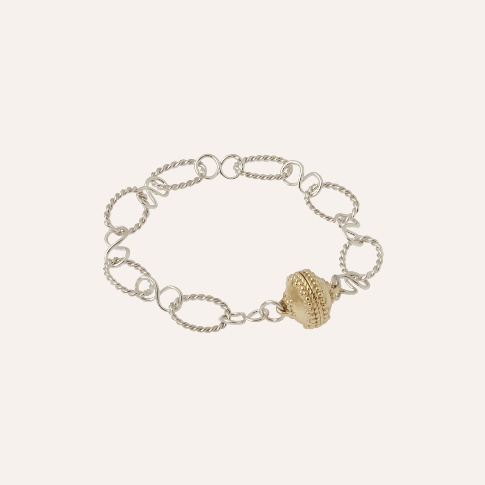 Tibetan Treasure Sterling Silver Twisted Link Chain Bracelet