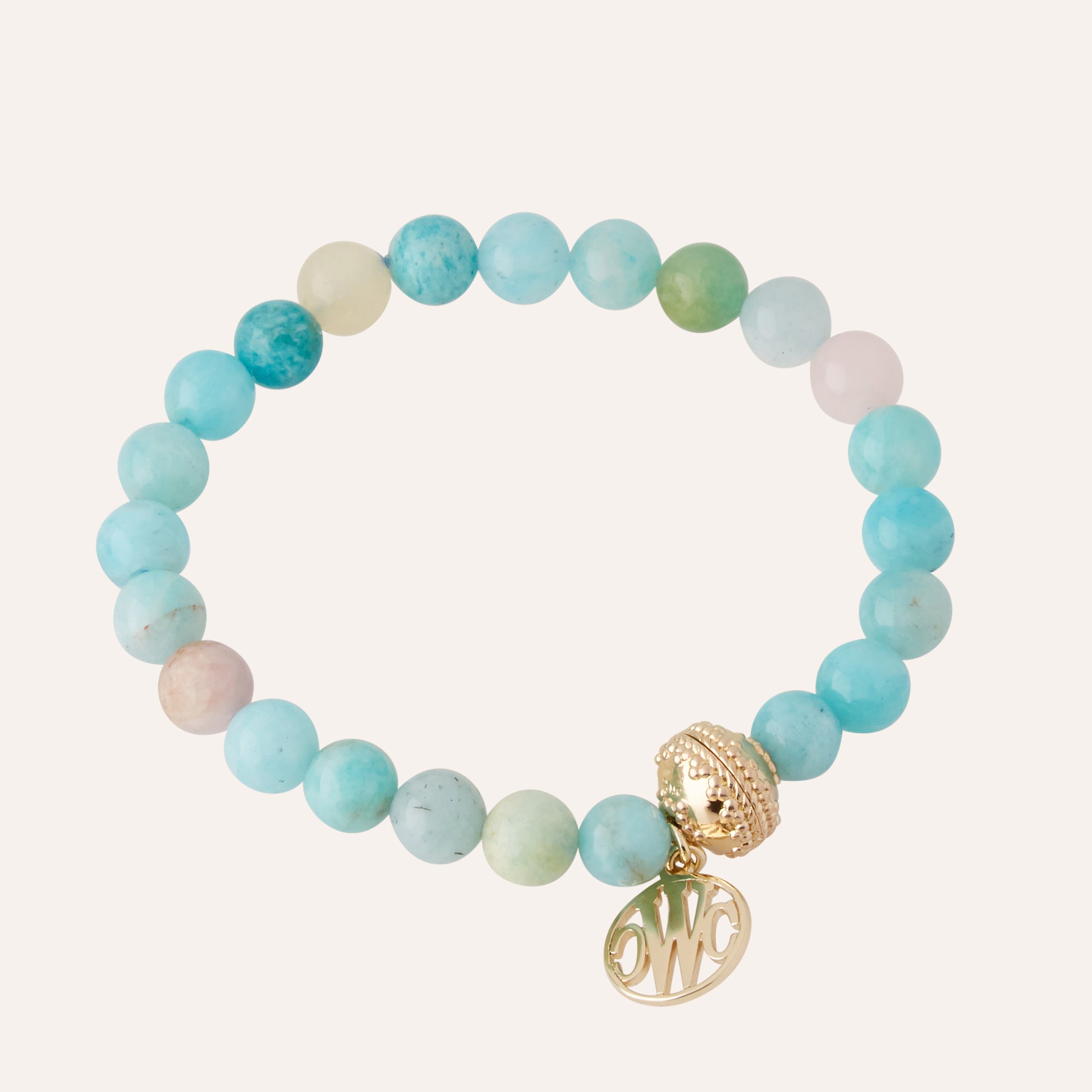 Victoire Amazonite, Kunzite, and Aquamarine 8mm Stretch Bracelet