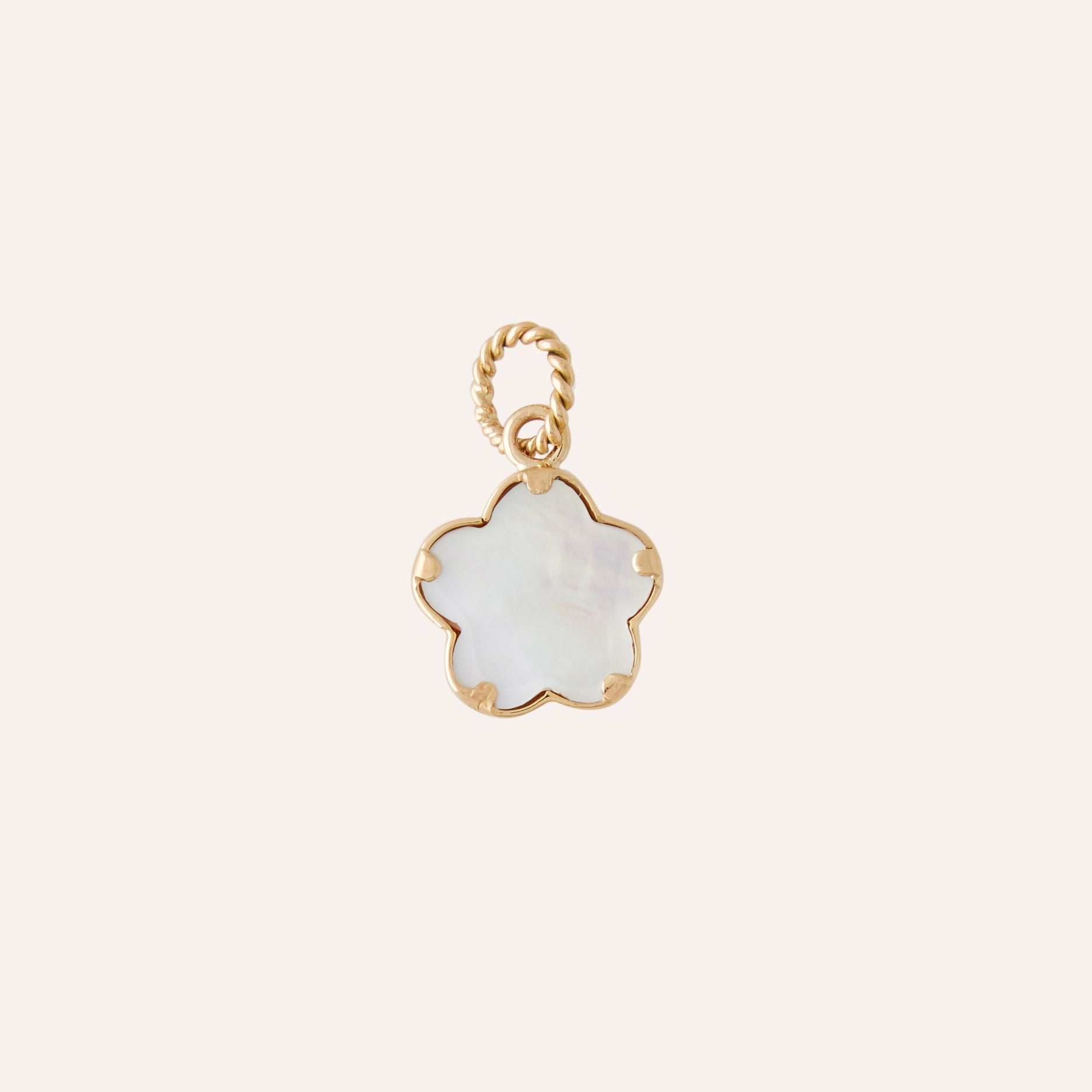 Carved Rose Quartz Flower Charm