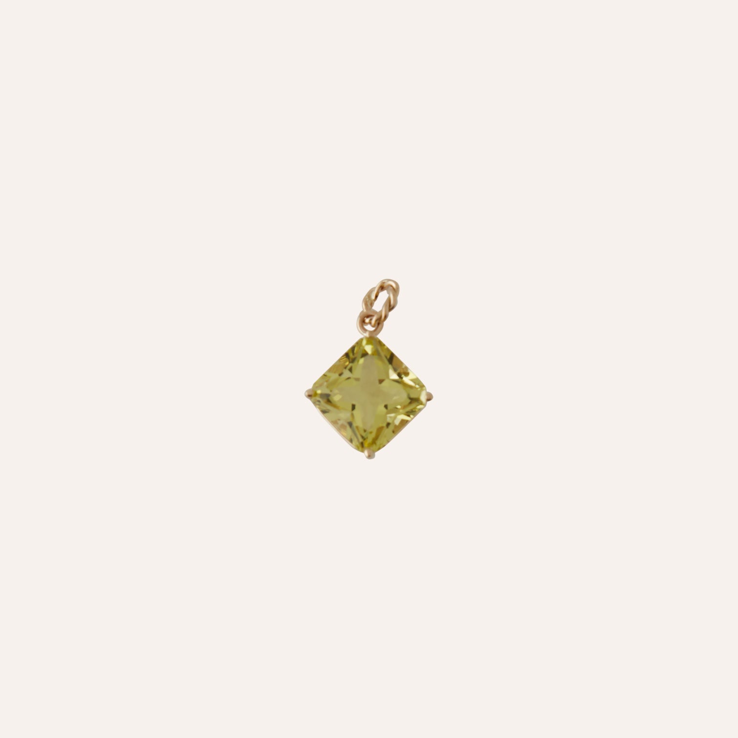 14K Lemon Citrine Square Cut Charm
