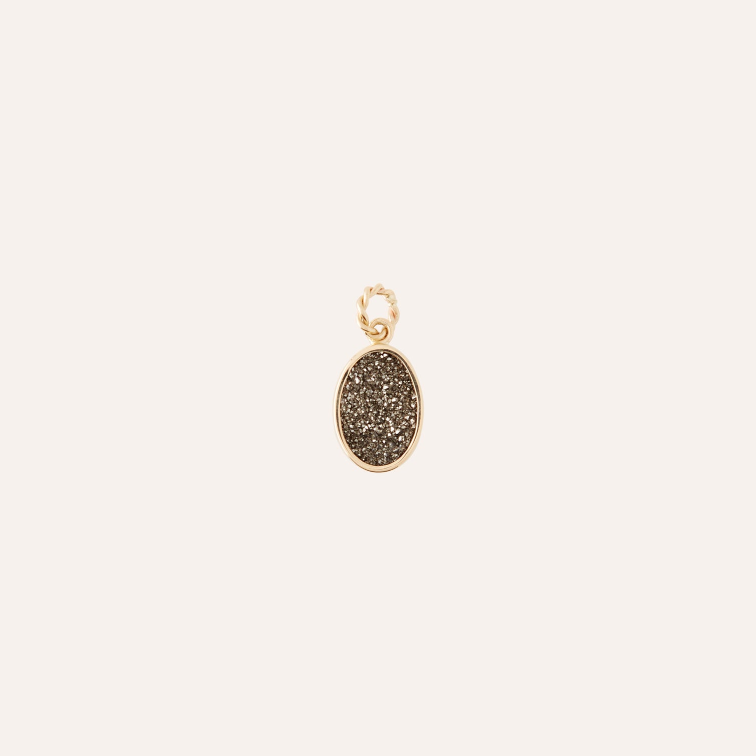 14K Vaporized Dark Silver Oval Charm
