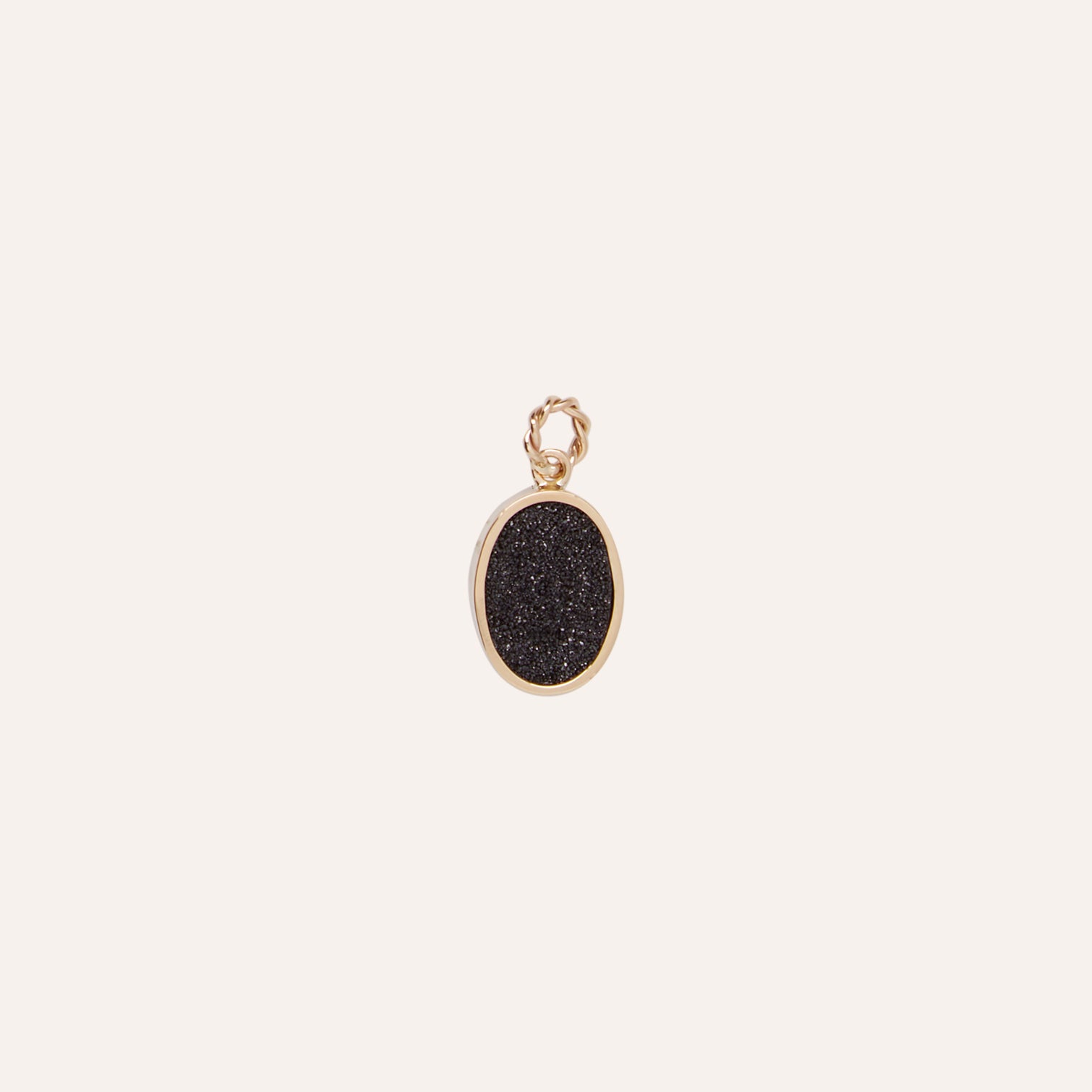 14K Vaporized Black Druzy Oval Charm