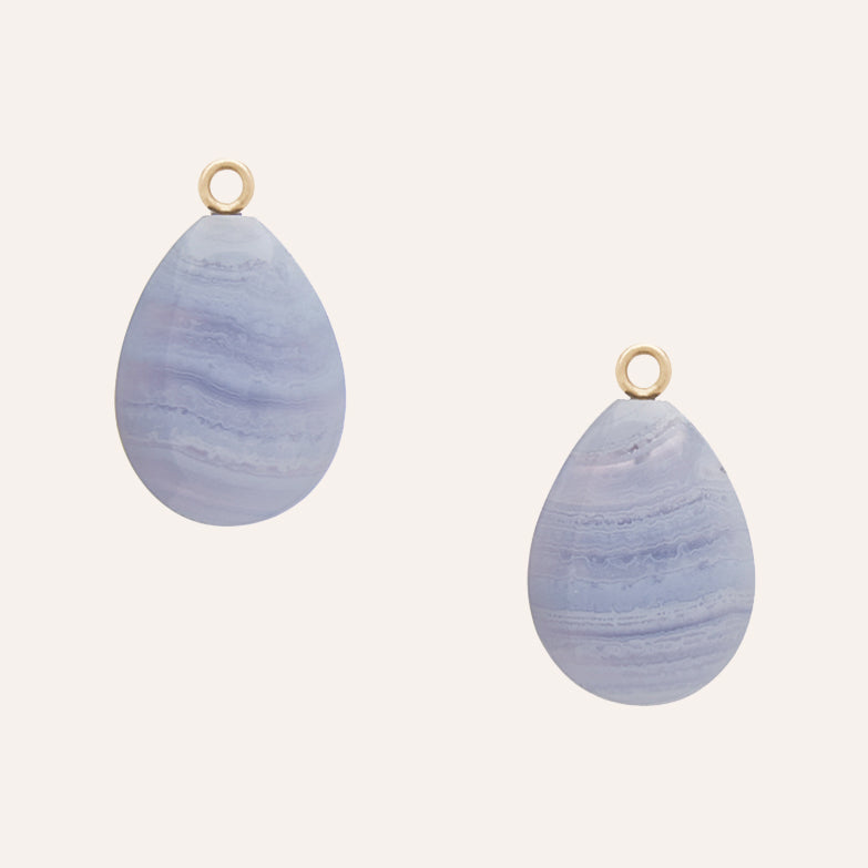 Blue Lace Agate Flat Teardrop Earring Drops