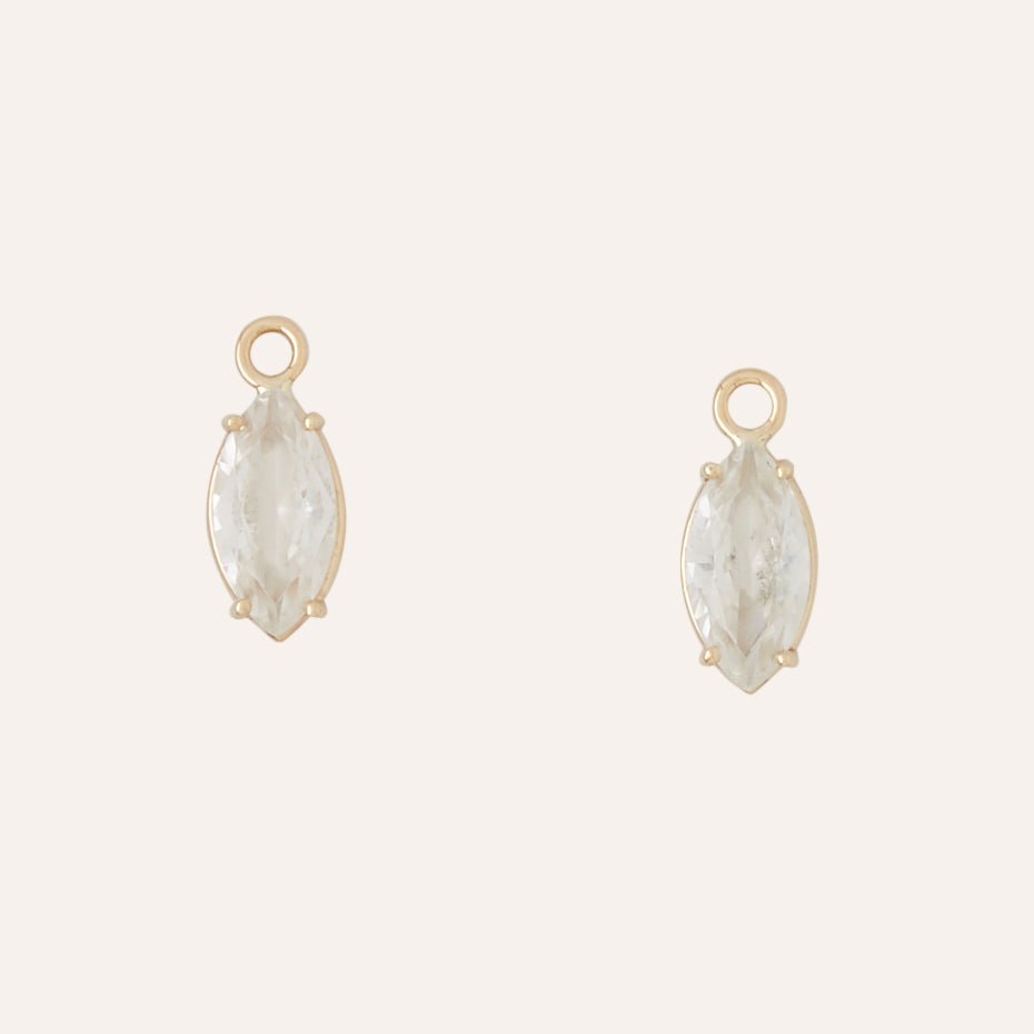White Zircon Faceted Marquise Earring Drops