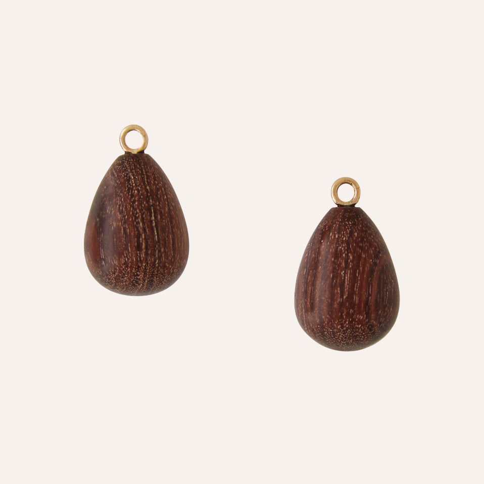 Dark Wood Teardrop Earring Drops