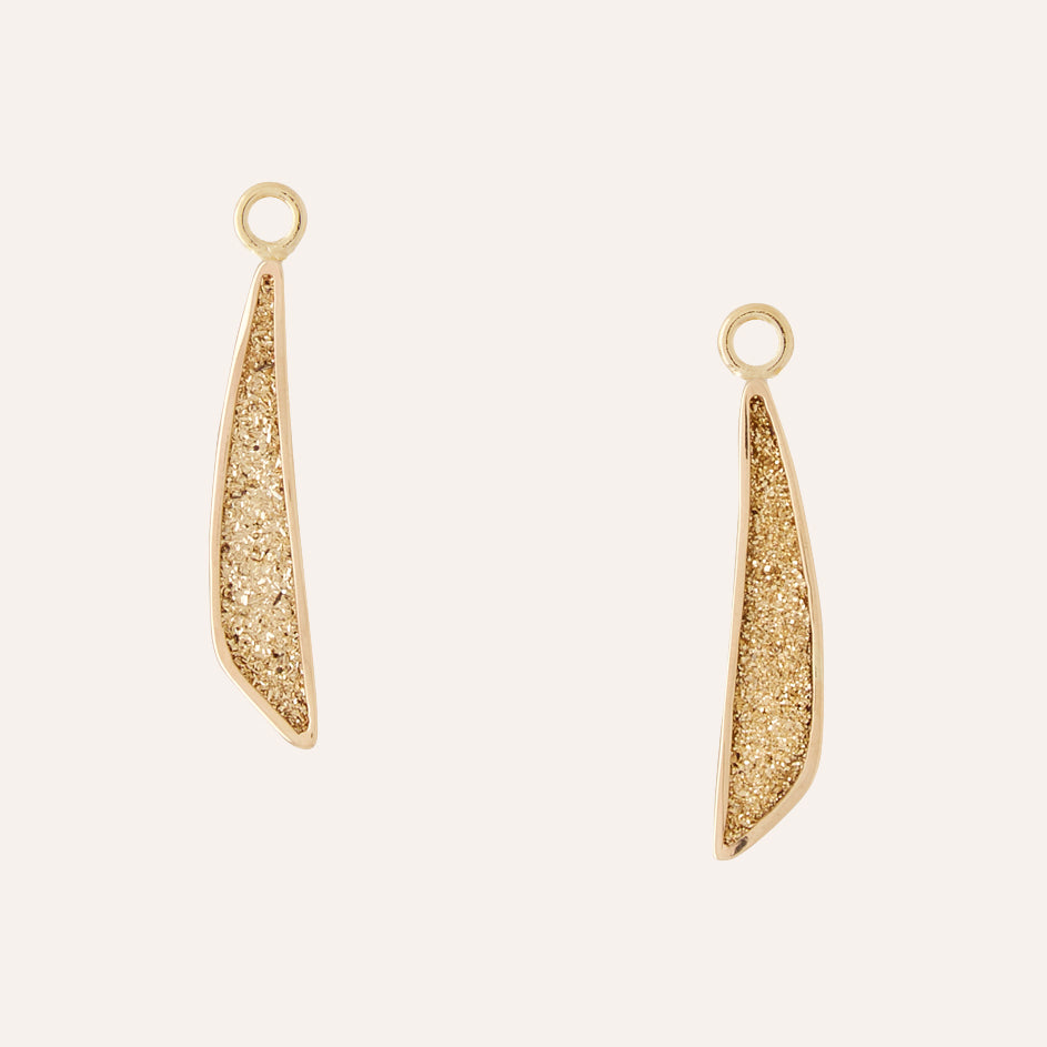 18K Yellow Gold Druzy Half Teardrop Earring Drops