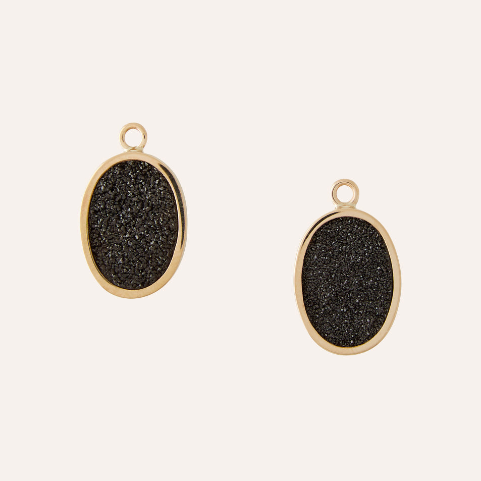 Vaporized Black Druzy Oval Earring Drops