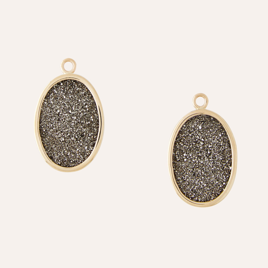 Vaporized Dark Silver Oval Druzy Earring Drops