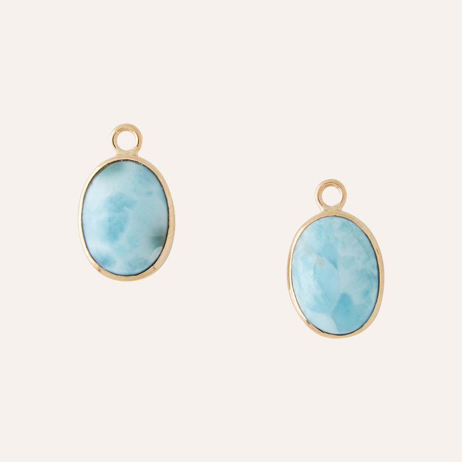 Larimar Oval Cabochon Earring Drops