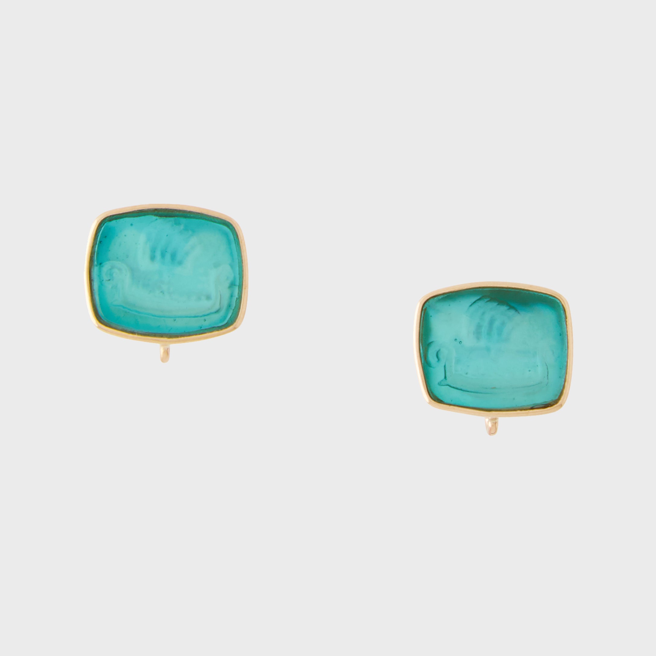 Italian Glass Paraiba Sail Boat Earrings