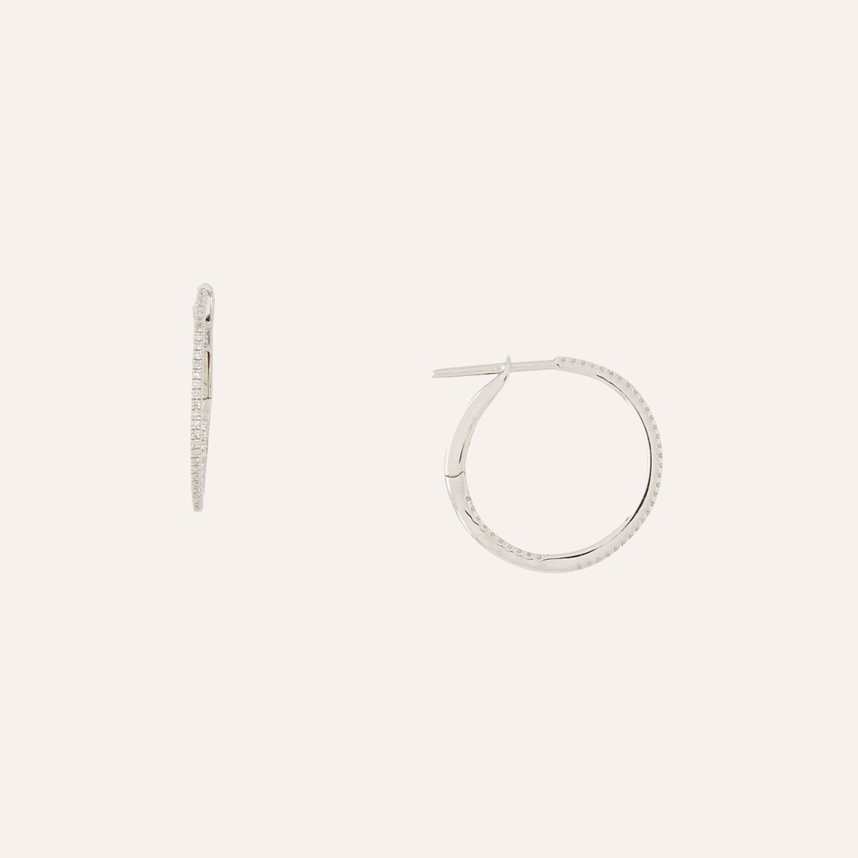 18K White Gold & Diamond Hoops