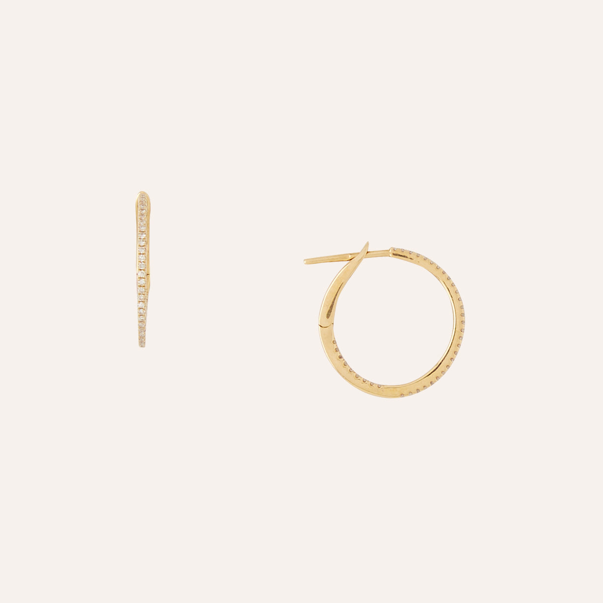 18K Yellow Gold & Diamond Hoops