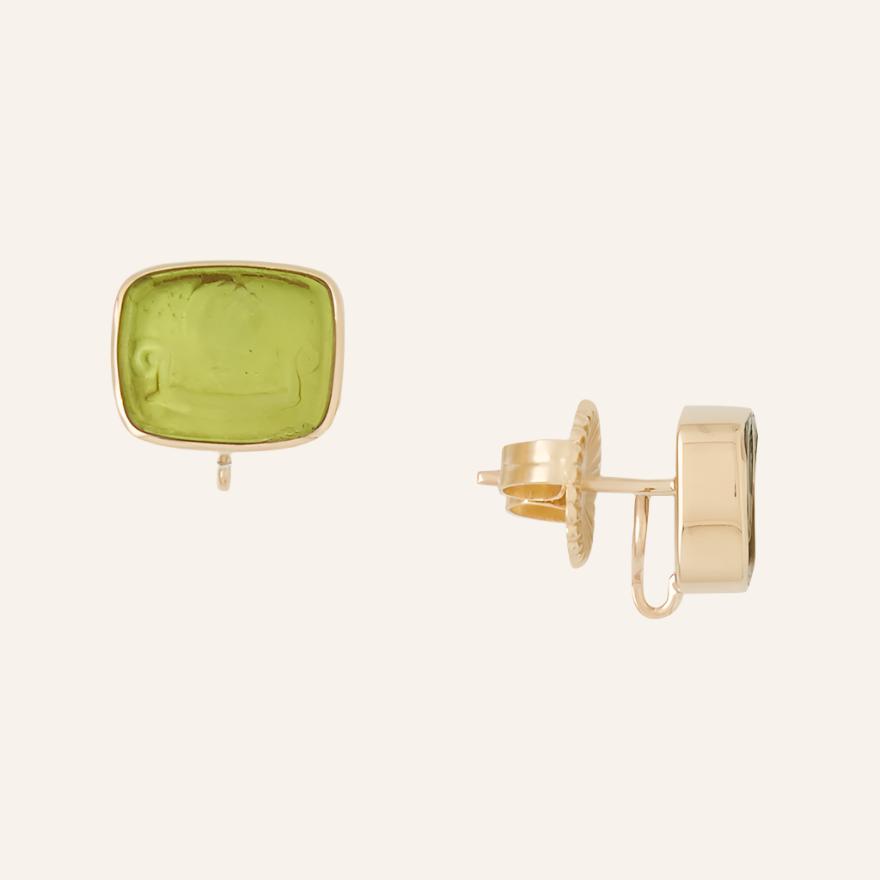 Italian Glass Peridot Sail Boat Earrings