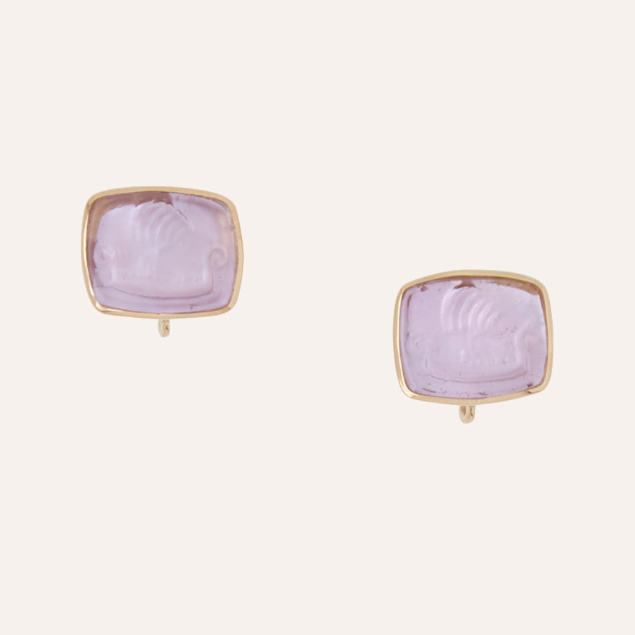 Italian Glass Lavender Sail Boat Earrings