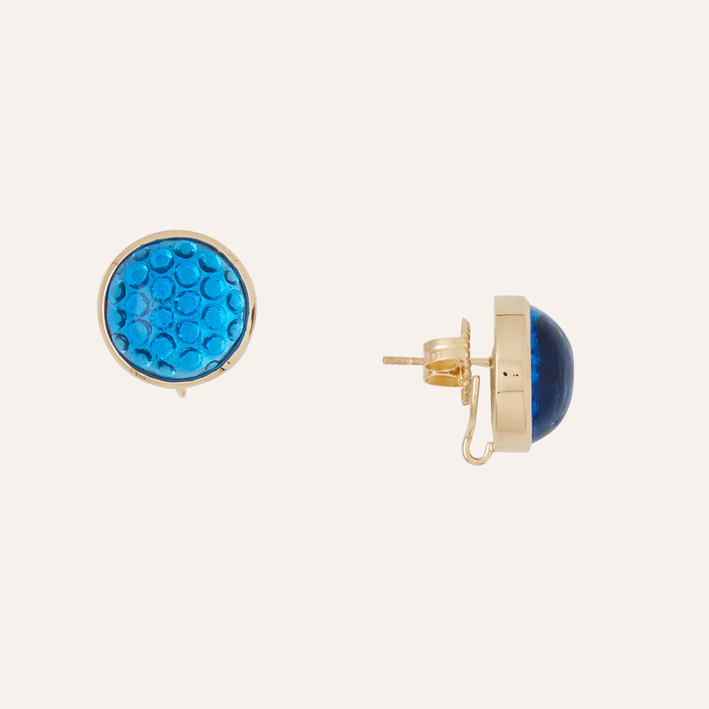 Vintage Blue Glass Reflector Earrings