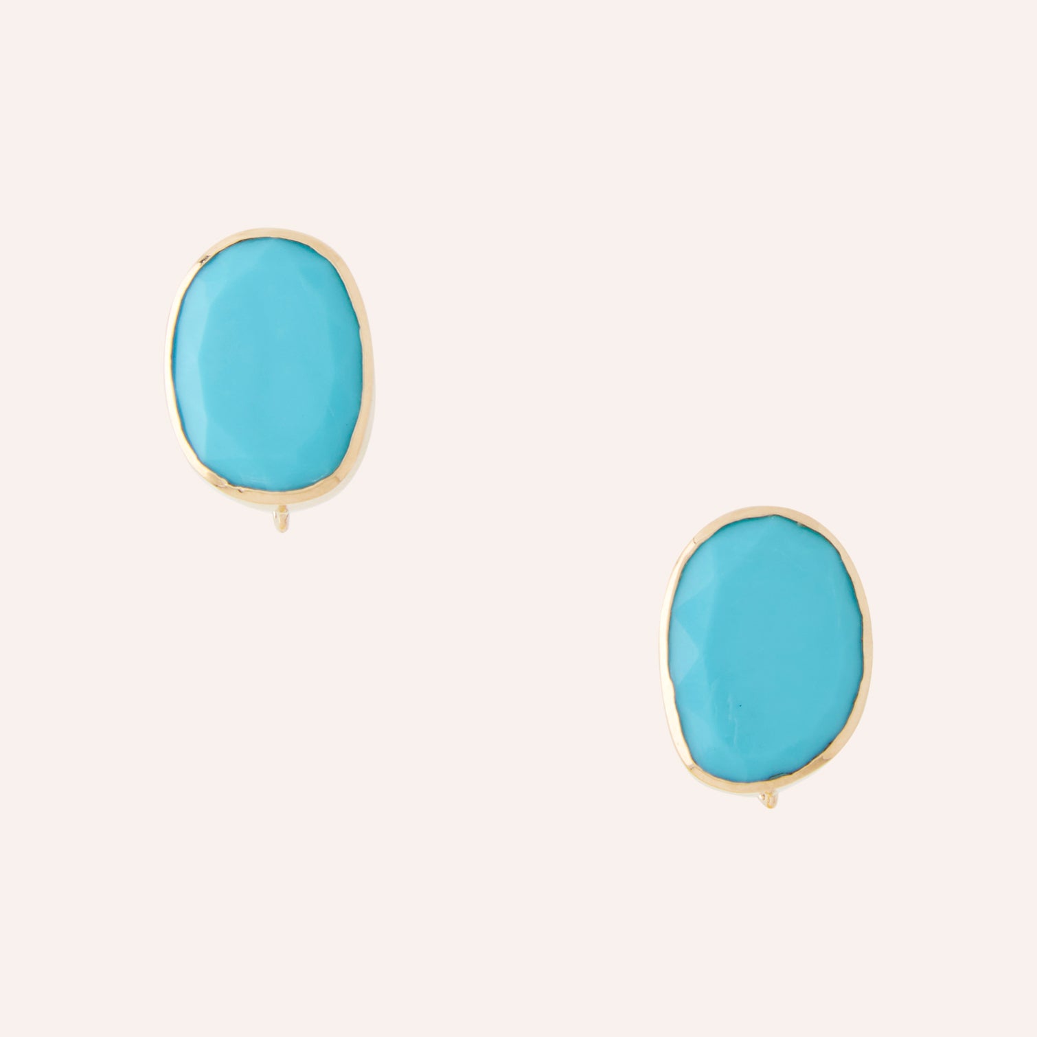 Flat Faceted Turquoise Earrings