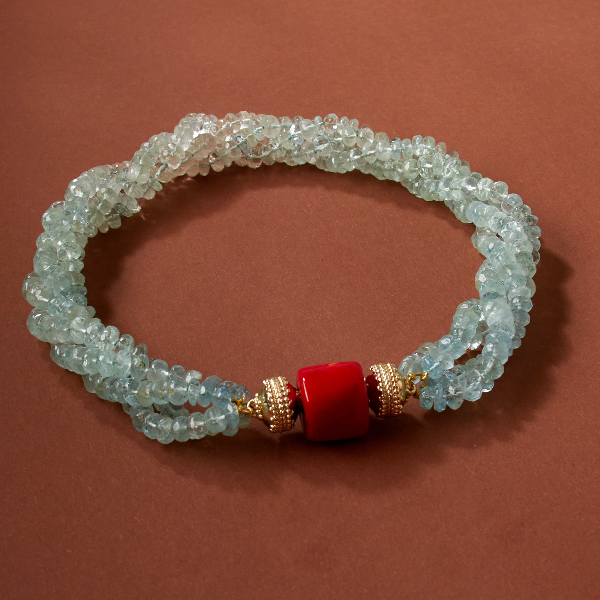 Short Red Coral Tube Centerpiece