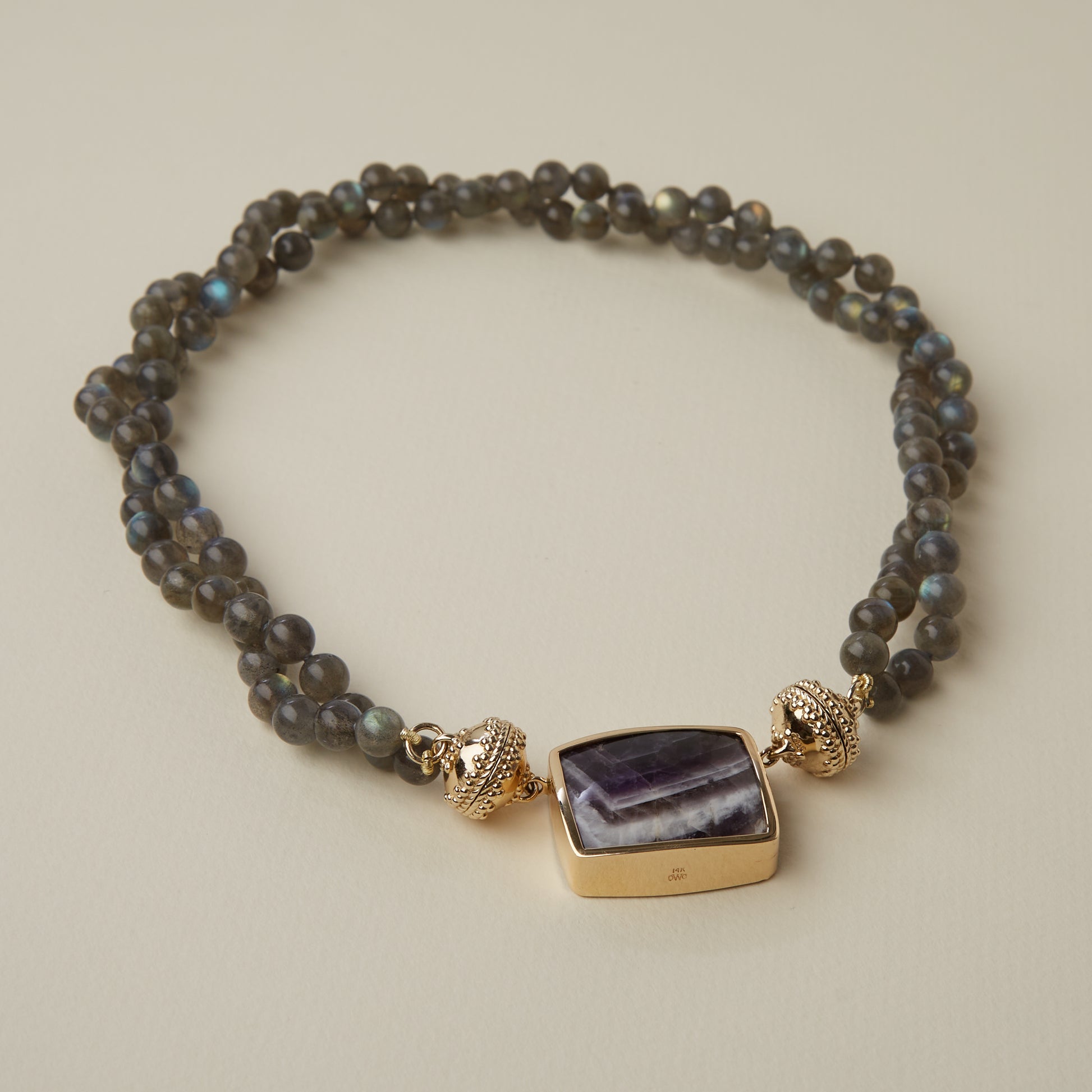 Chevron Amethyst Rectangle Cabochon Centerpiece