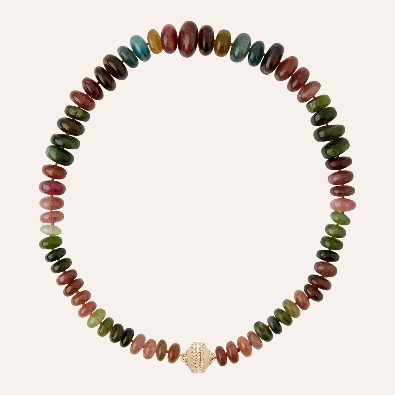 Rainbow Tourmaline Graduated Rondelle Necklace