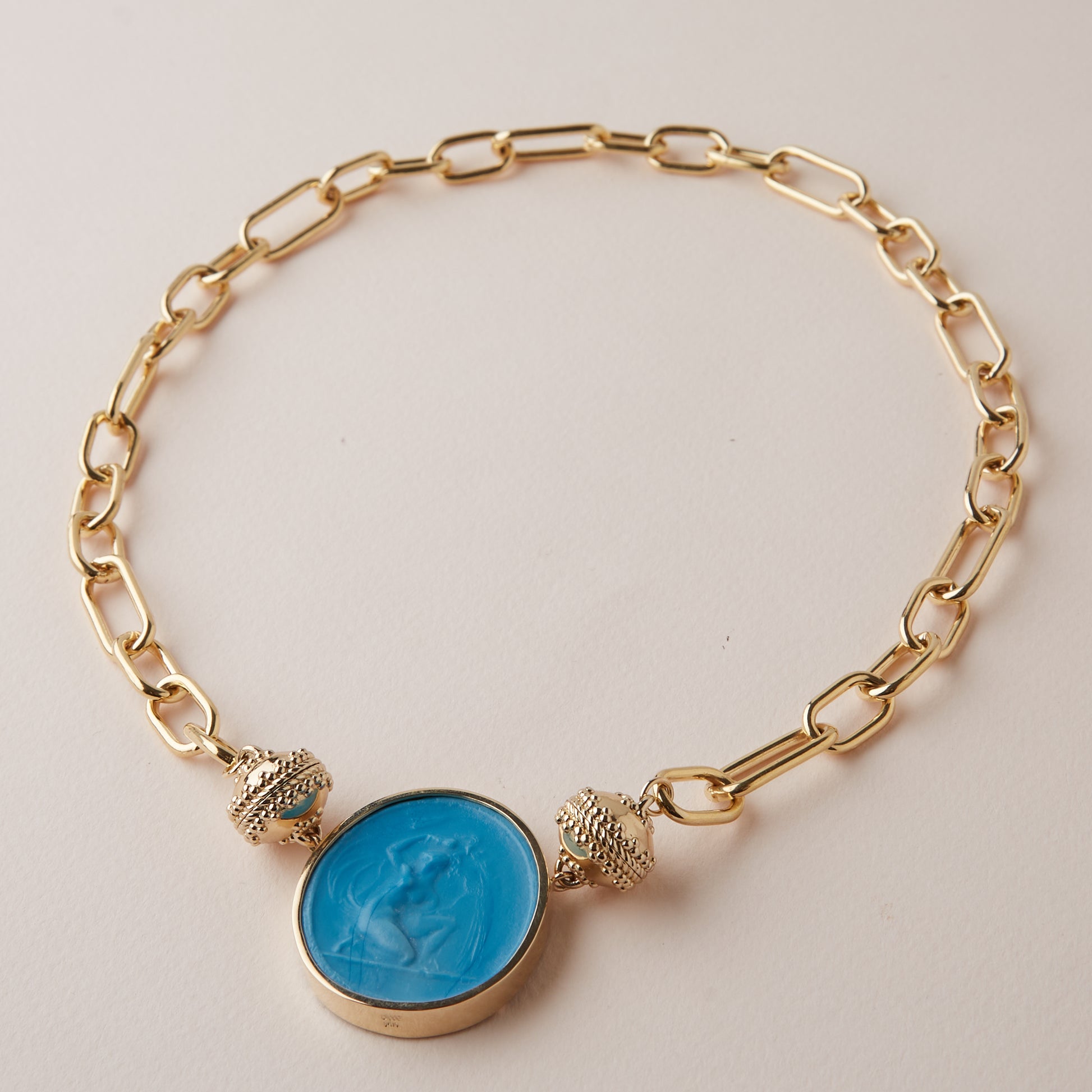 14K Classic Venus Deep Caribbean Blue Italian Glass Centerpiece