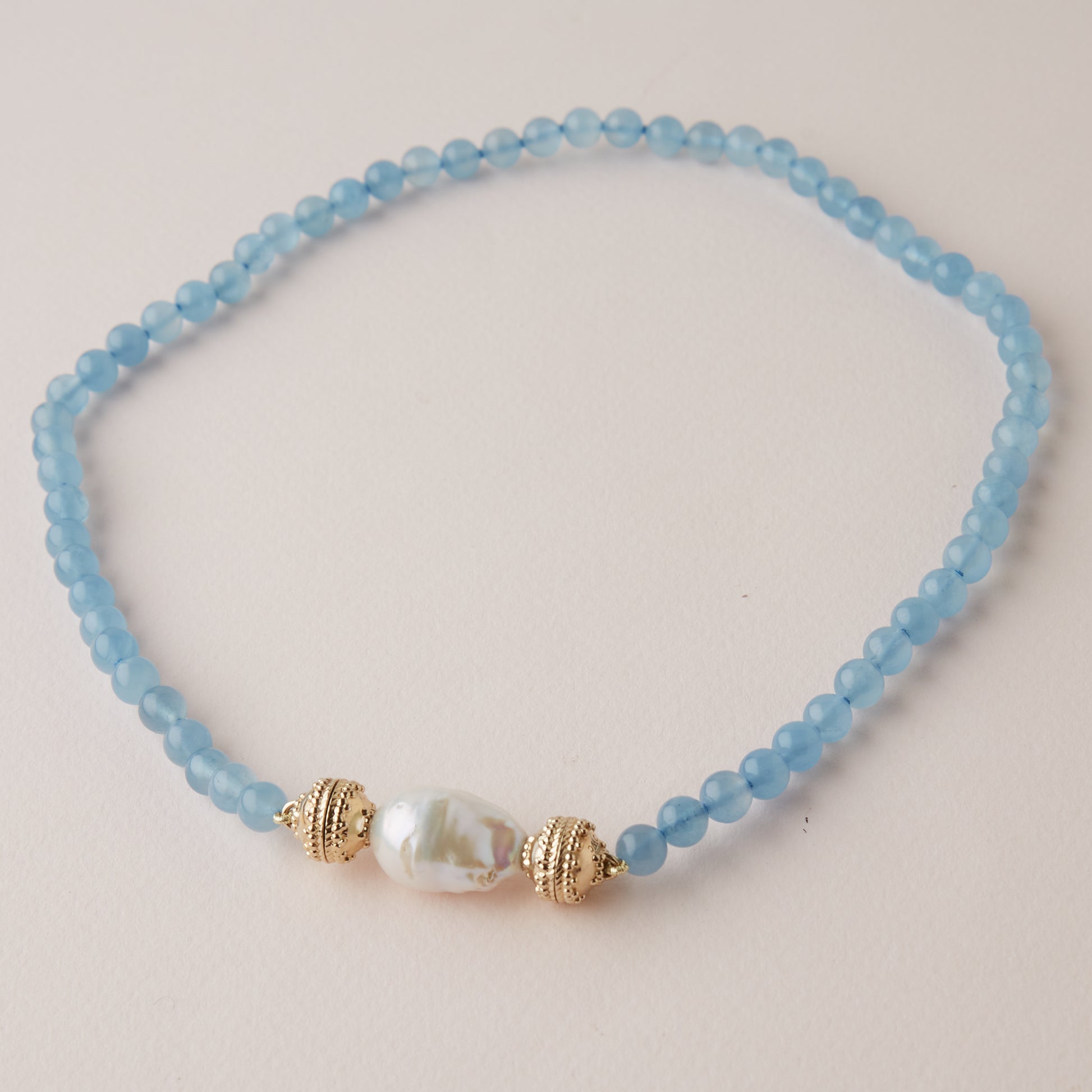 Victoire 6mm Blue Aquamarine Mini Necklace