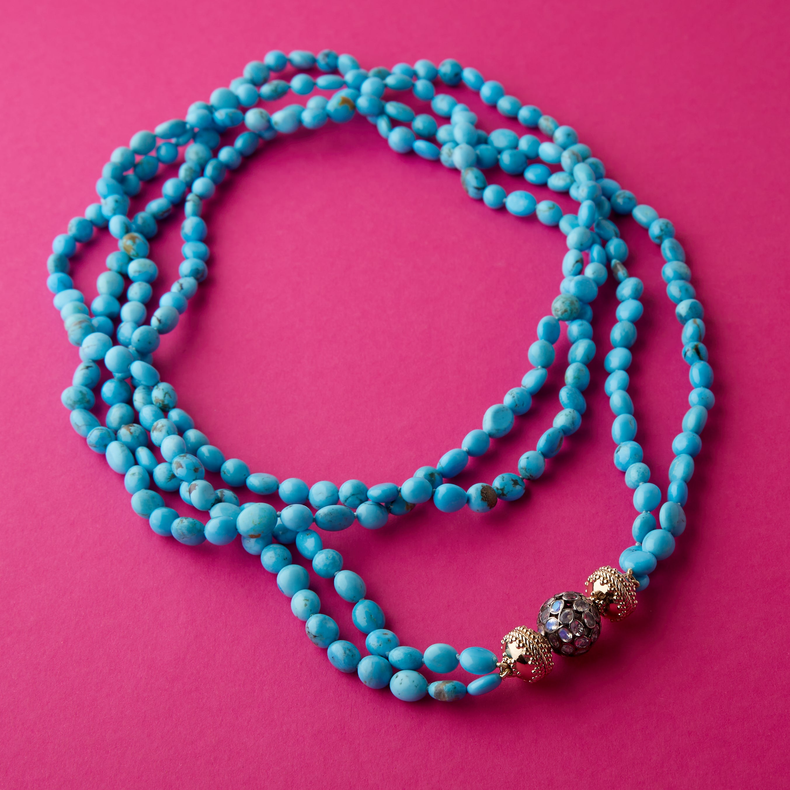 Kingman Turquoise Double-Strand Opera Necklace