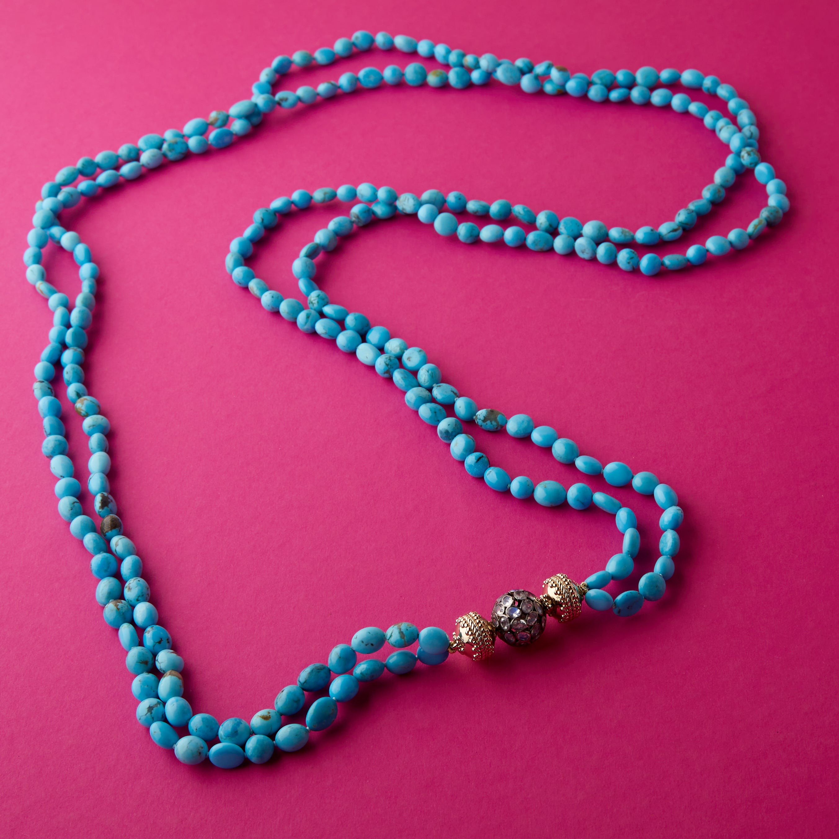 Kingman Turquoise Double-Strand Opera Necklace