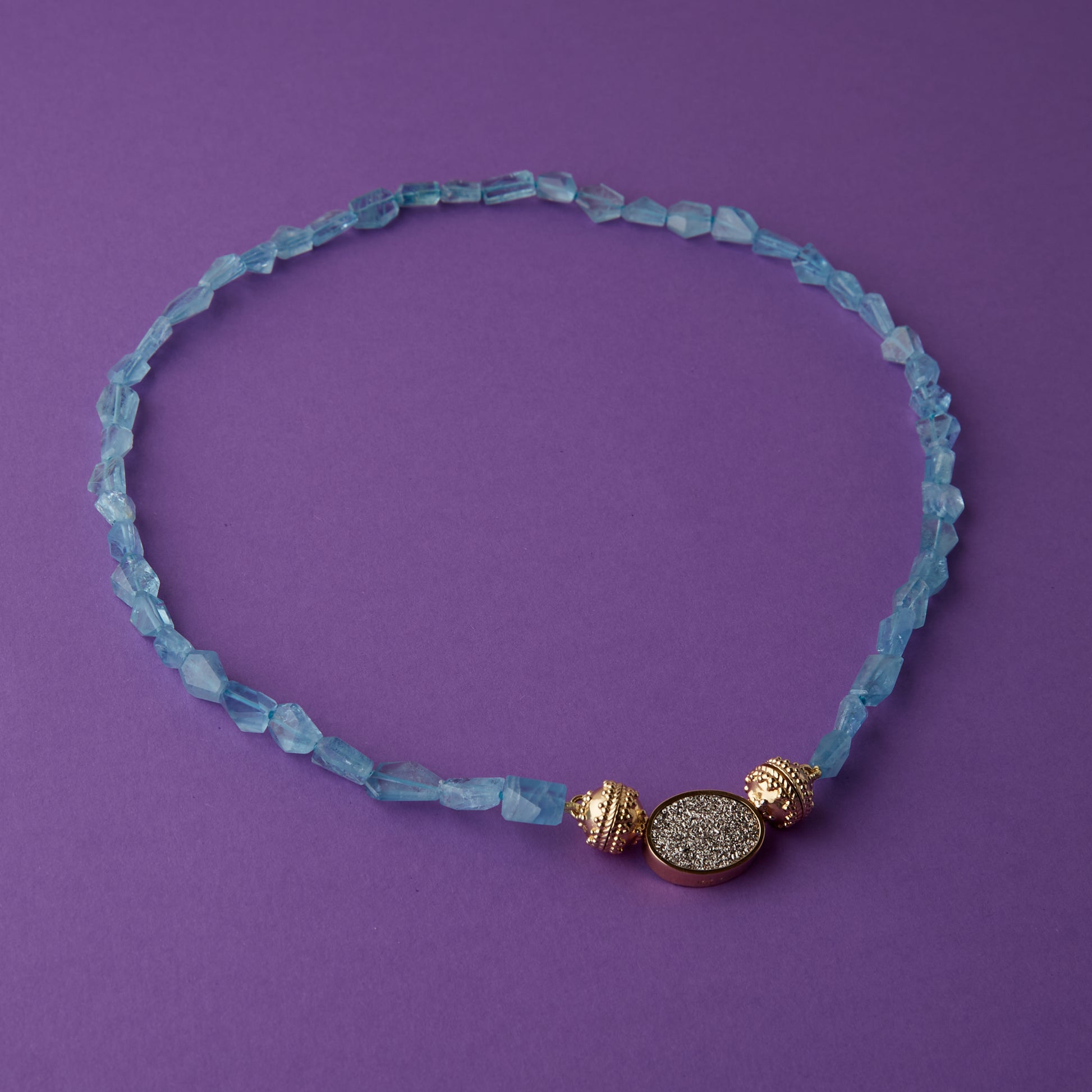 Blue Aquamarine Prism Mini Necklace