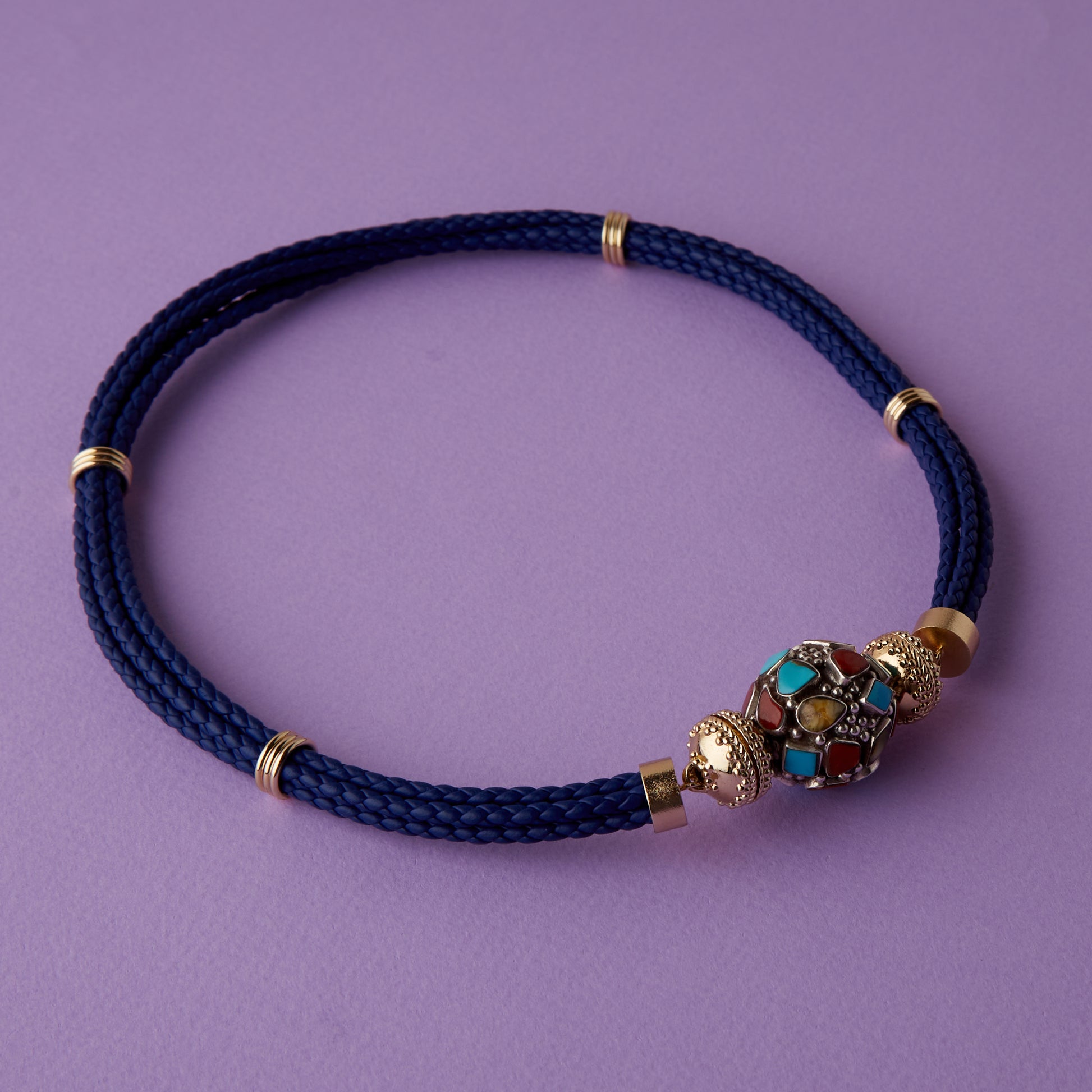 Aspen Braided Leather Royal Blue Necklace