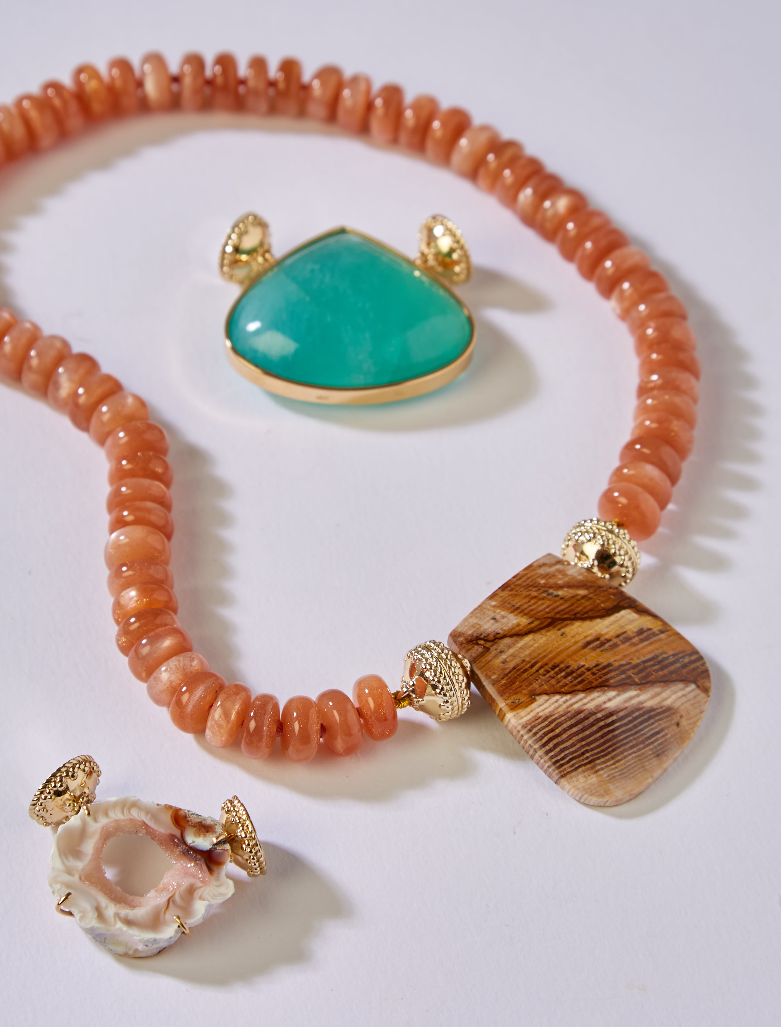 Peach Moonstone 11-12mm Rondelle Necklace