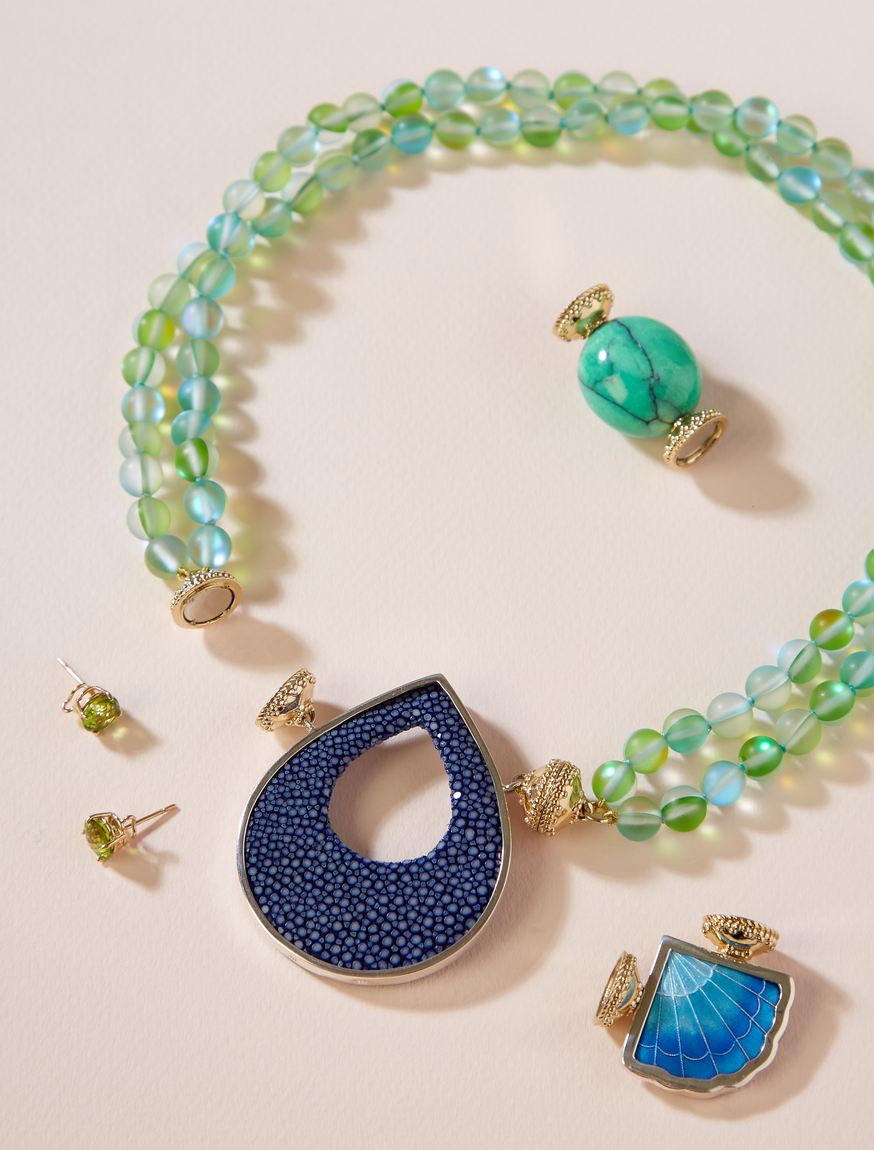 Victoire Green Iridescent 8.5mm Double Strand Necklace