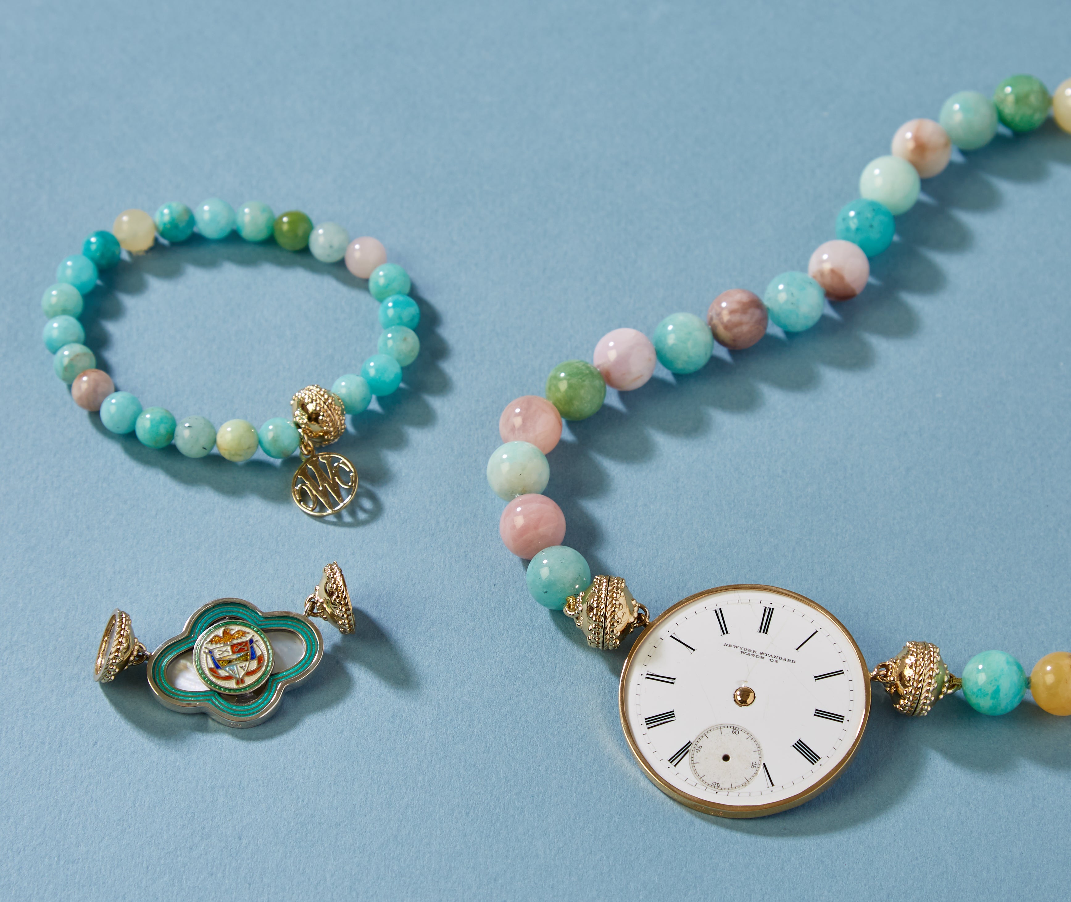 Victoire Amazonite, Kunzite, and Aquamarine 8mm Stretch Bracelet