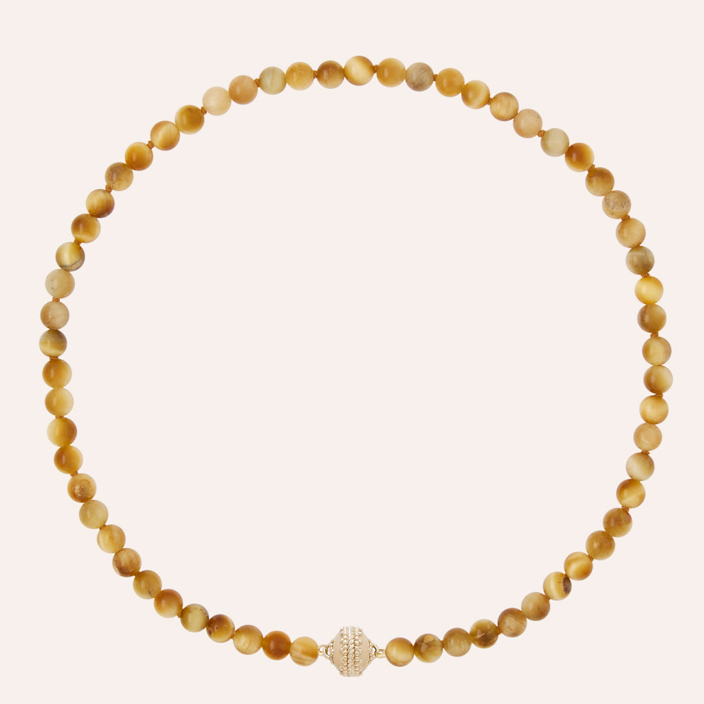 Victoire 6mm Golden Tiger's Eye Mini Necklace