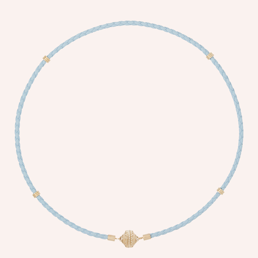 Aspen Braided Light Blue Leather Mini Necklace – Clara Williams
