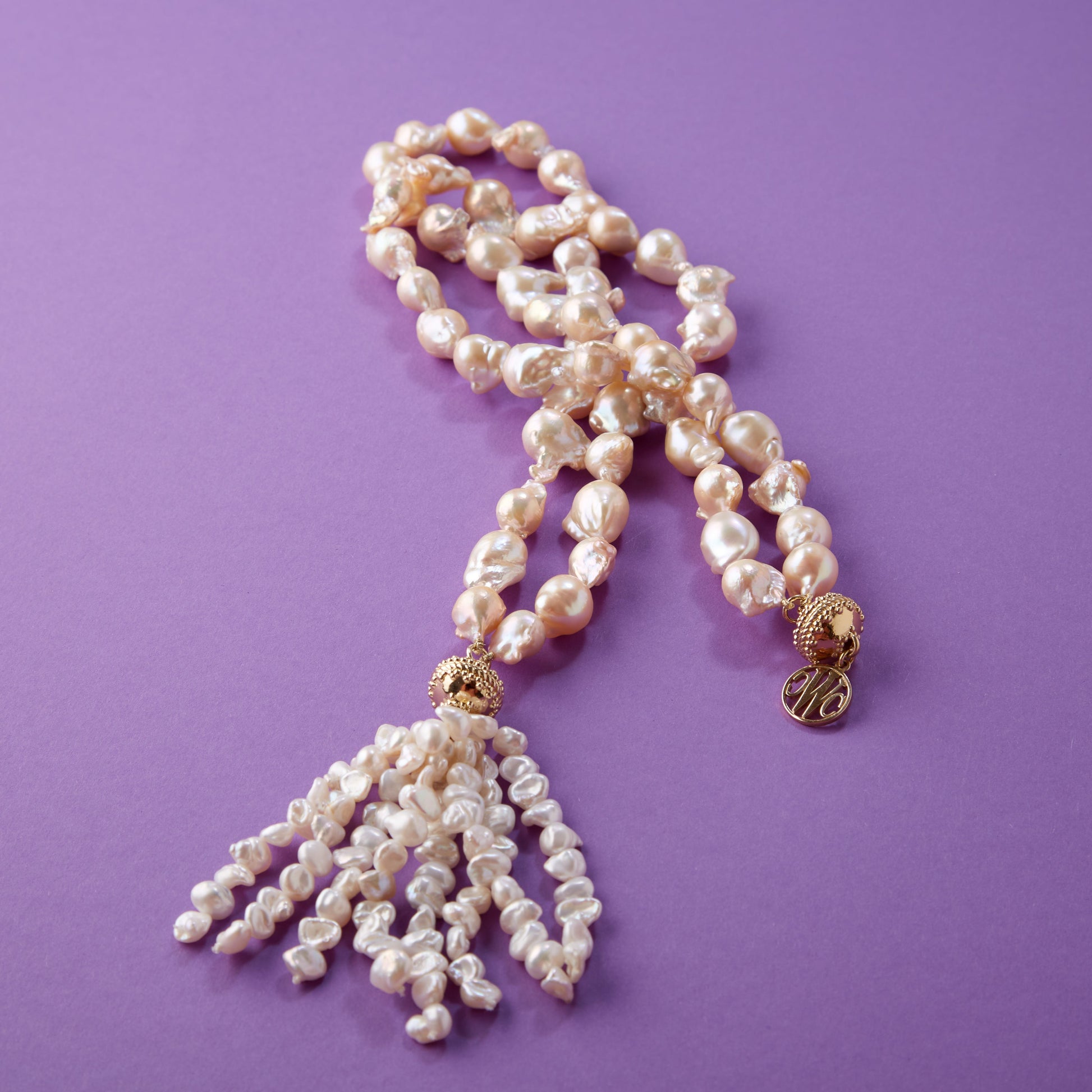 Peach Baroque Pearl Double-Strand Necklace