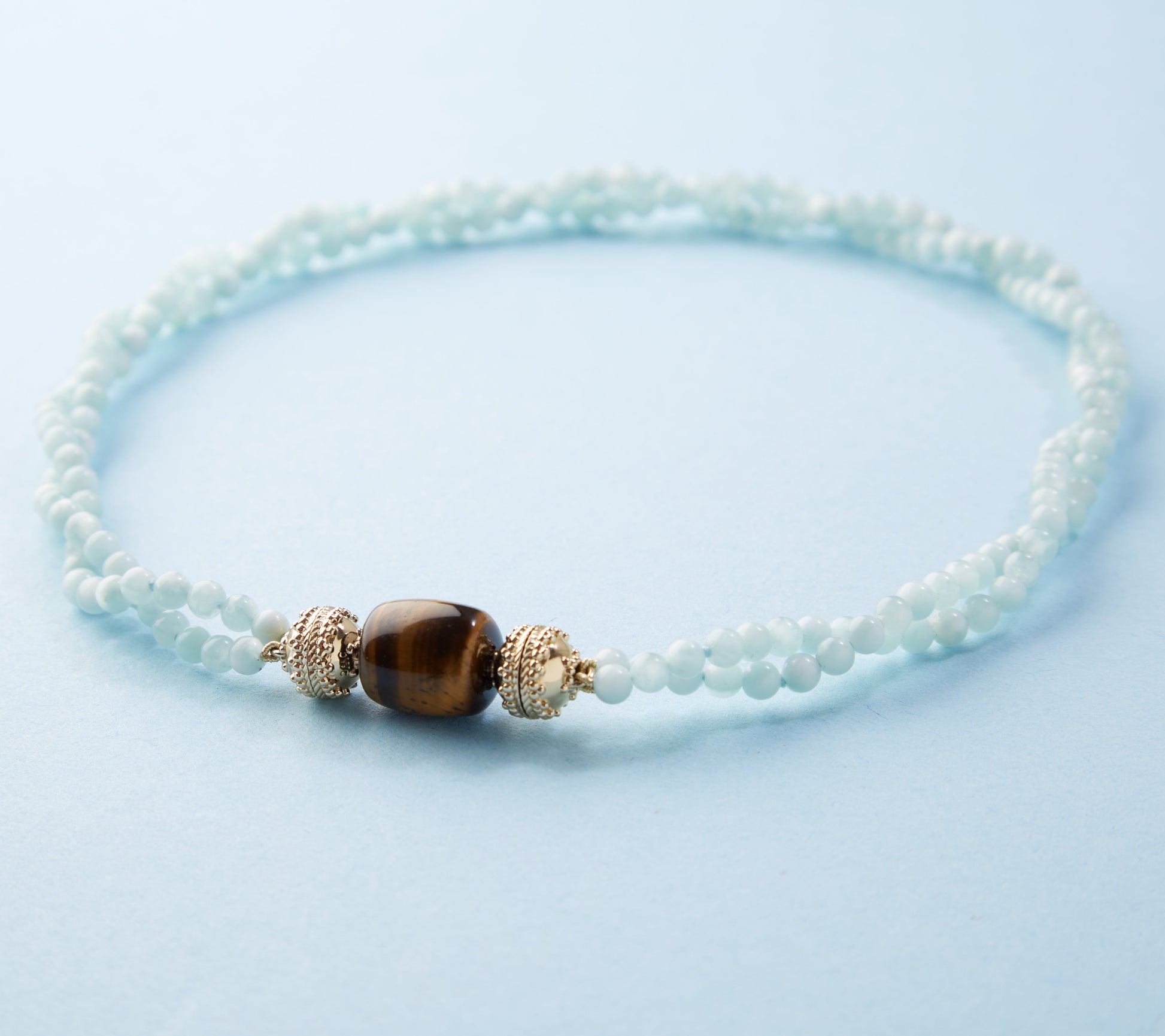 Victoire 4mm Green Angelite Double-Strand Mini Necklace