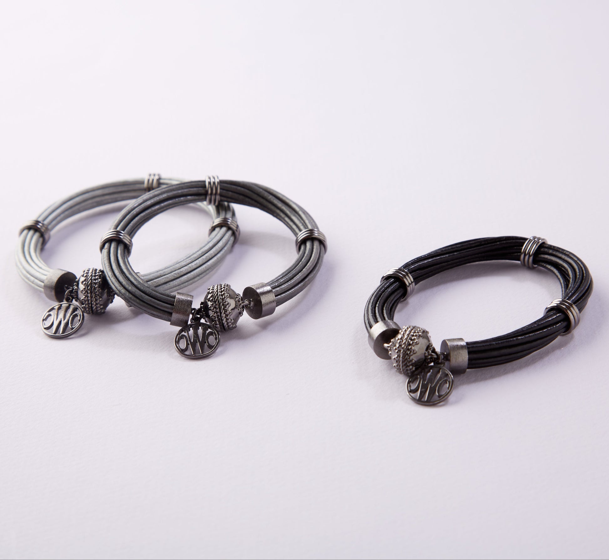 Aspen Leather Black Gunmetal Bracelet