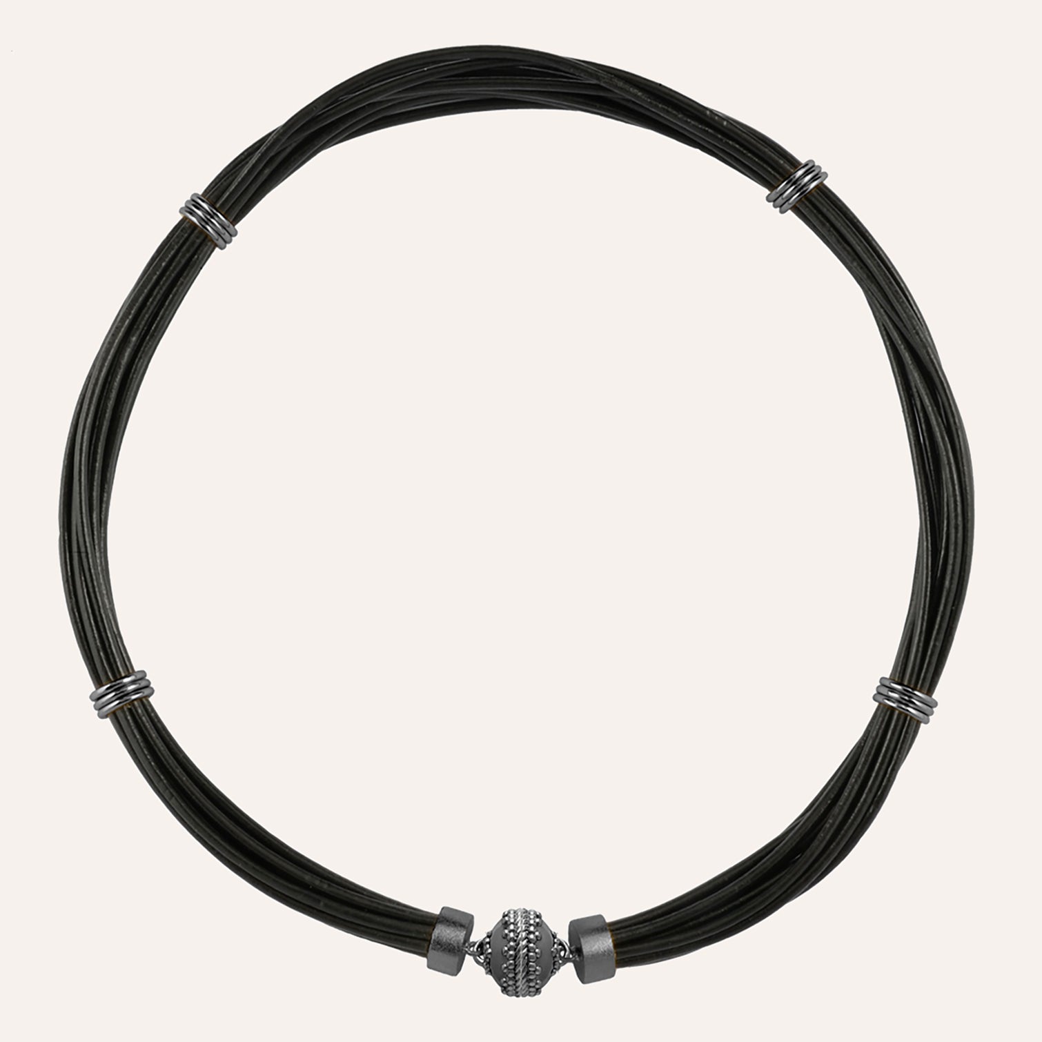 Aspen Leather Black Gunmetal Necklace