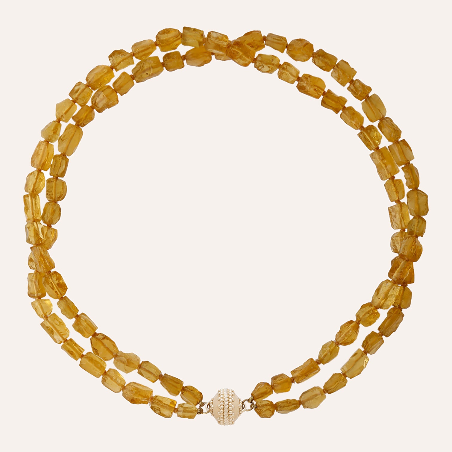 Nancy Yellow Beryl Rough Double Strand Necklace