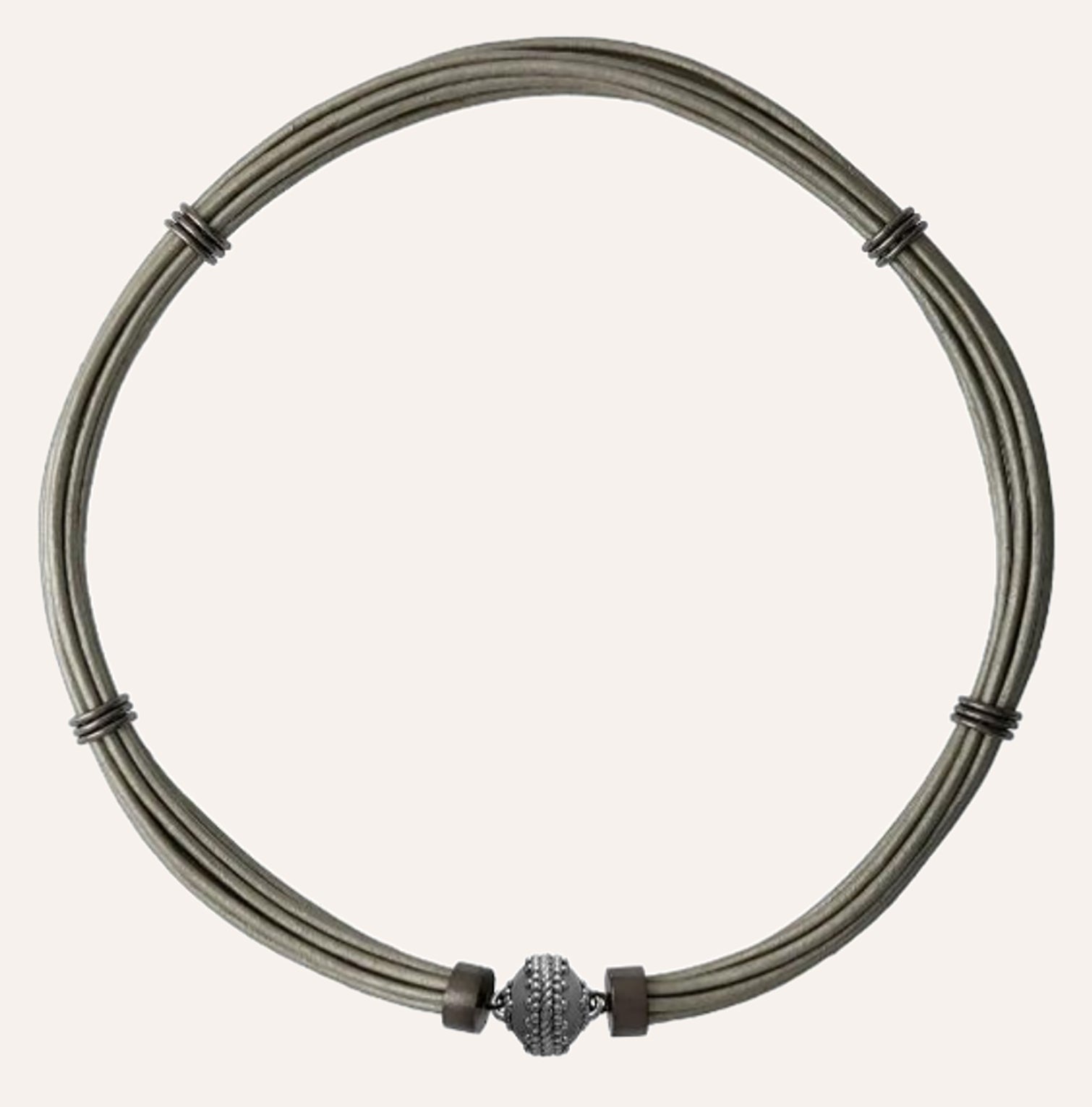Aspen Leather Platinum Gunmetal Necklace