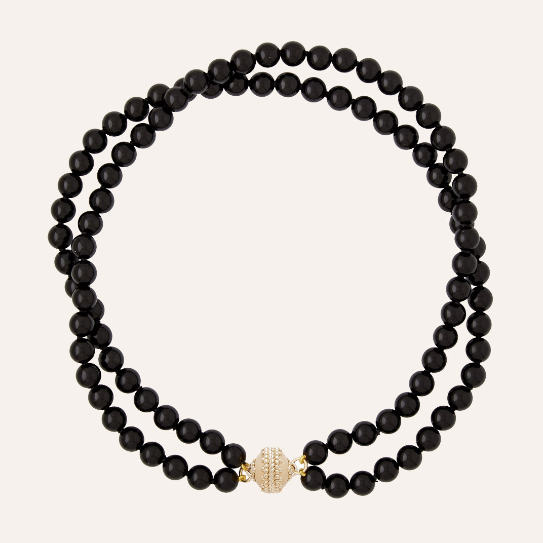 Victoire Black Obsidian 8mm Double Strand Necklace