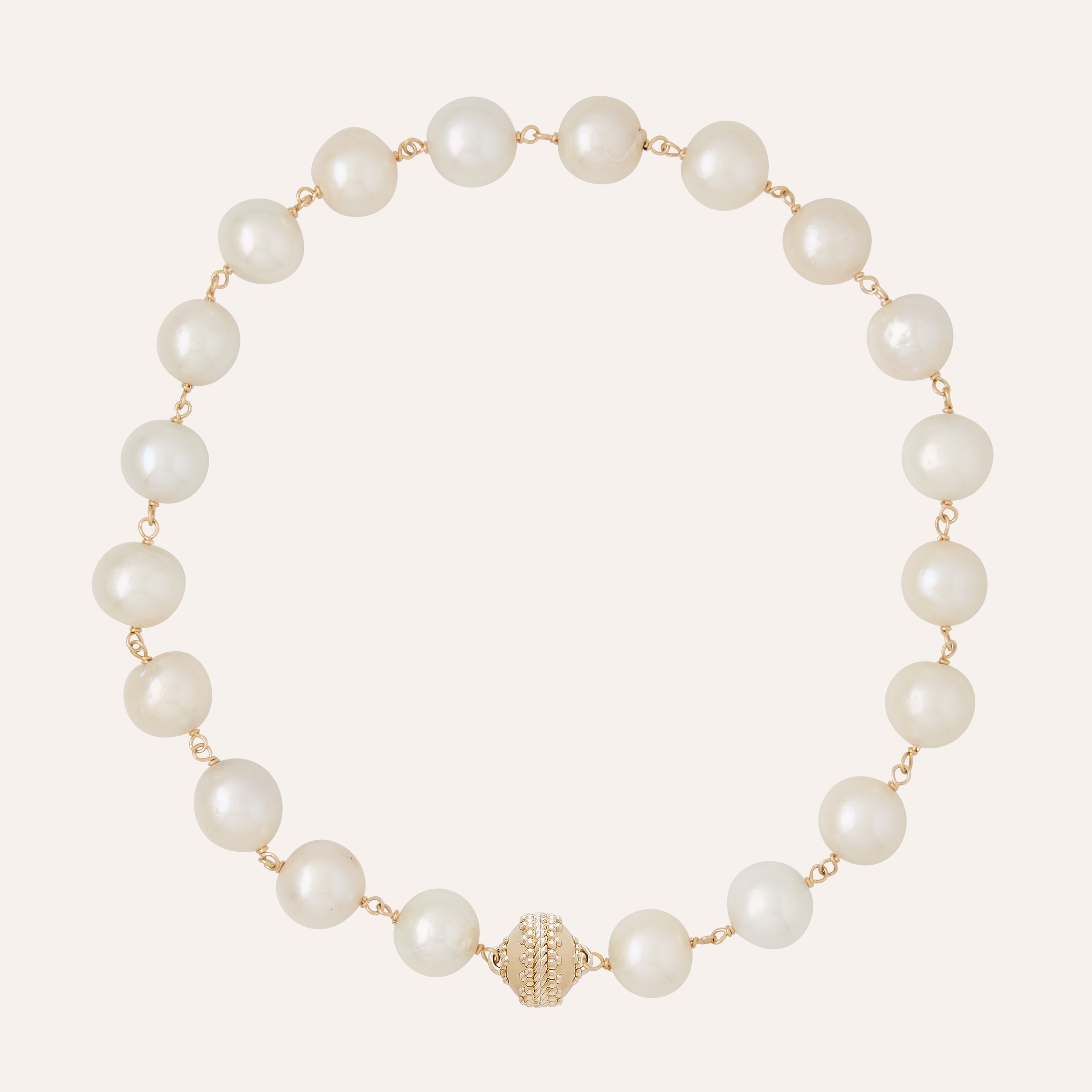 Caspian Freshwater White Potato Pearl 14mm Necklace