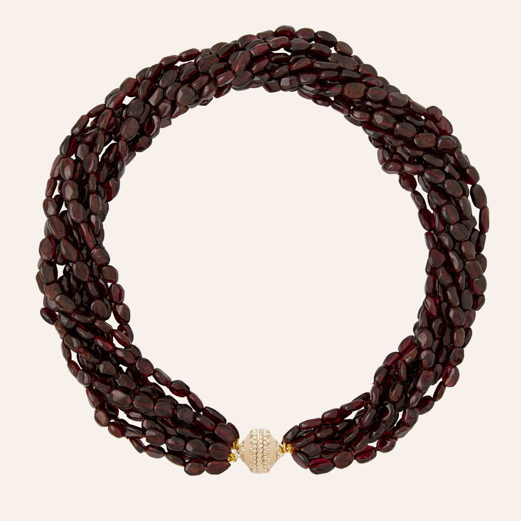 Garnet Tumbled Nugget Multi-Strand Necklace