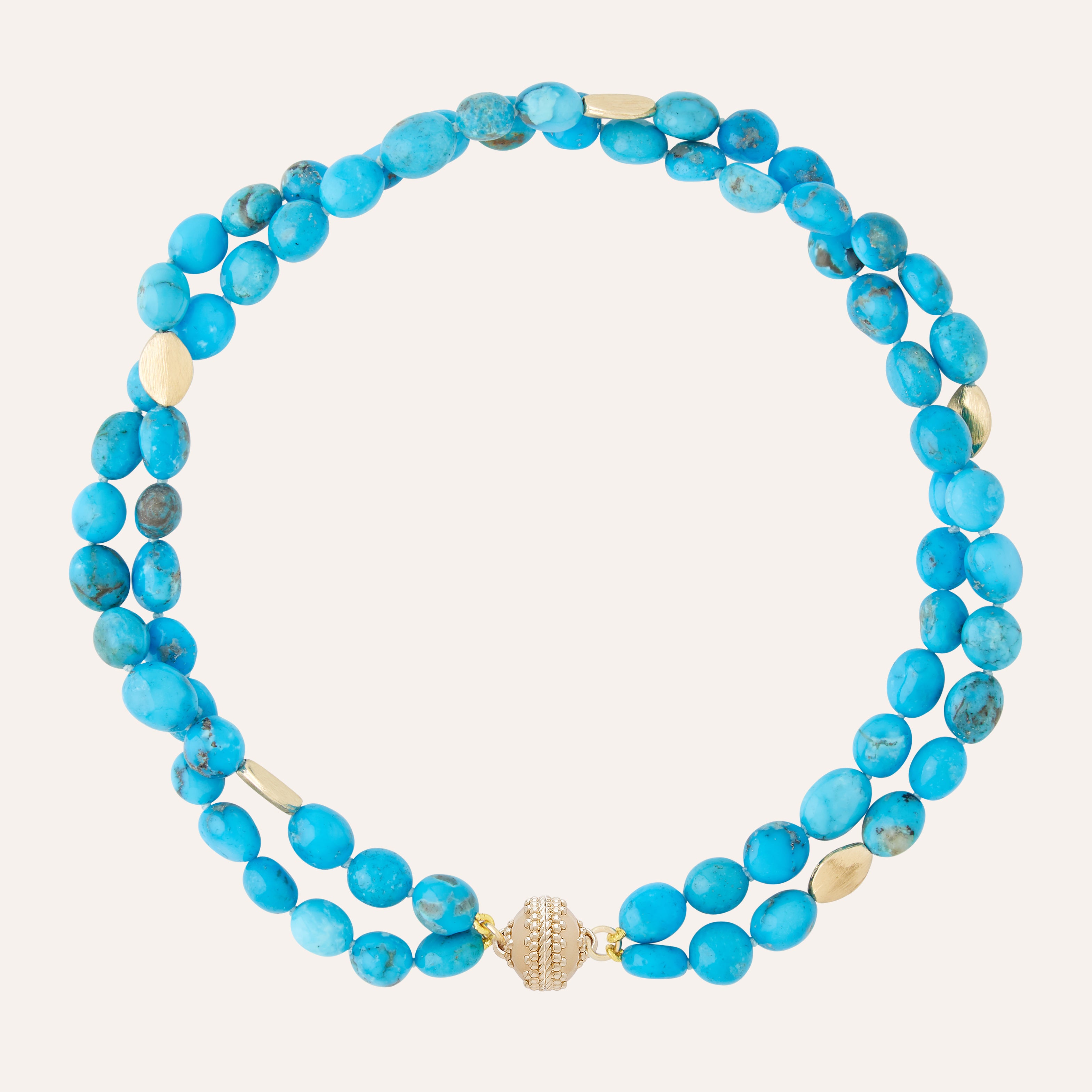 Gold Rush Dark Blue Kingman Turquoise Double Strand Necklace